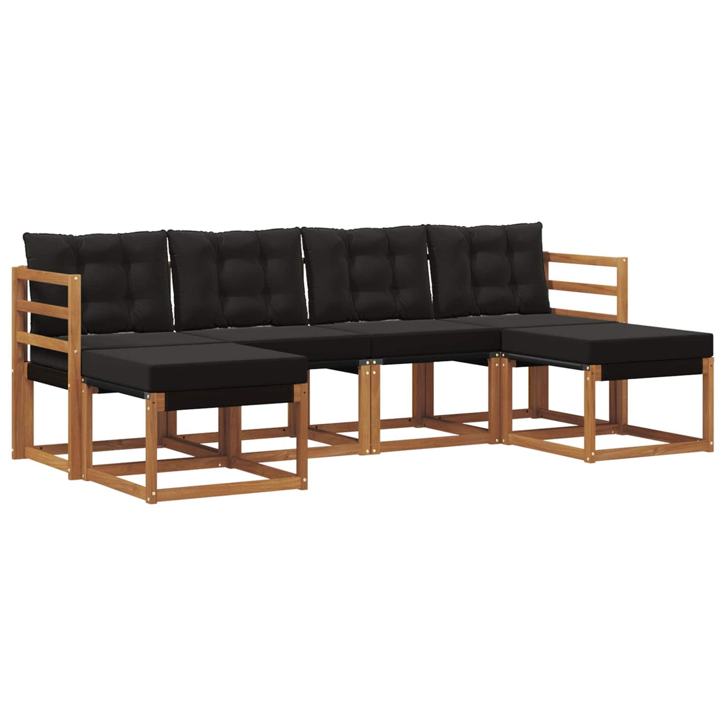 vidaXL Σειρά Καναπέ Εξωτερικού με μαξιλάρι 6 pcs Φυσικό και Μαύρο