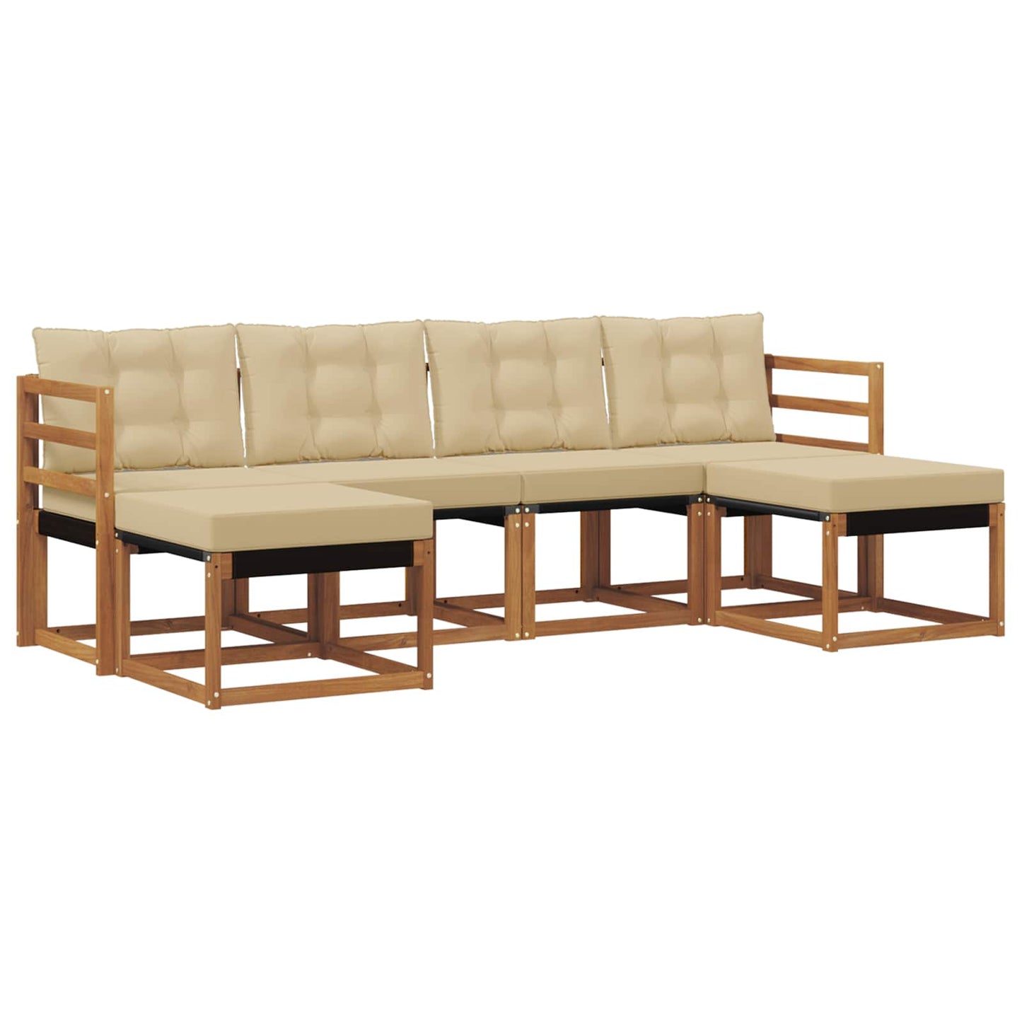 vidaXL Σειρά Καναπέ Εξωτερικού με μαξιλάρι 6 pcs Φυσικό και Μπεζ