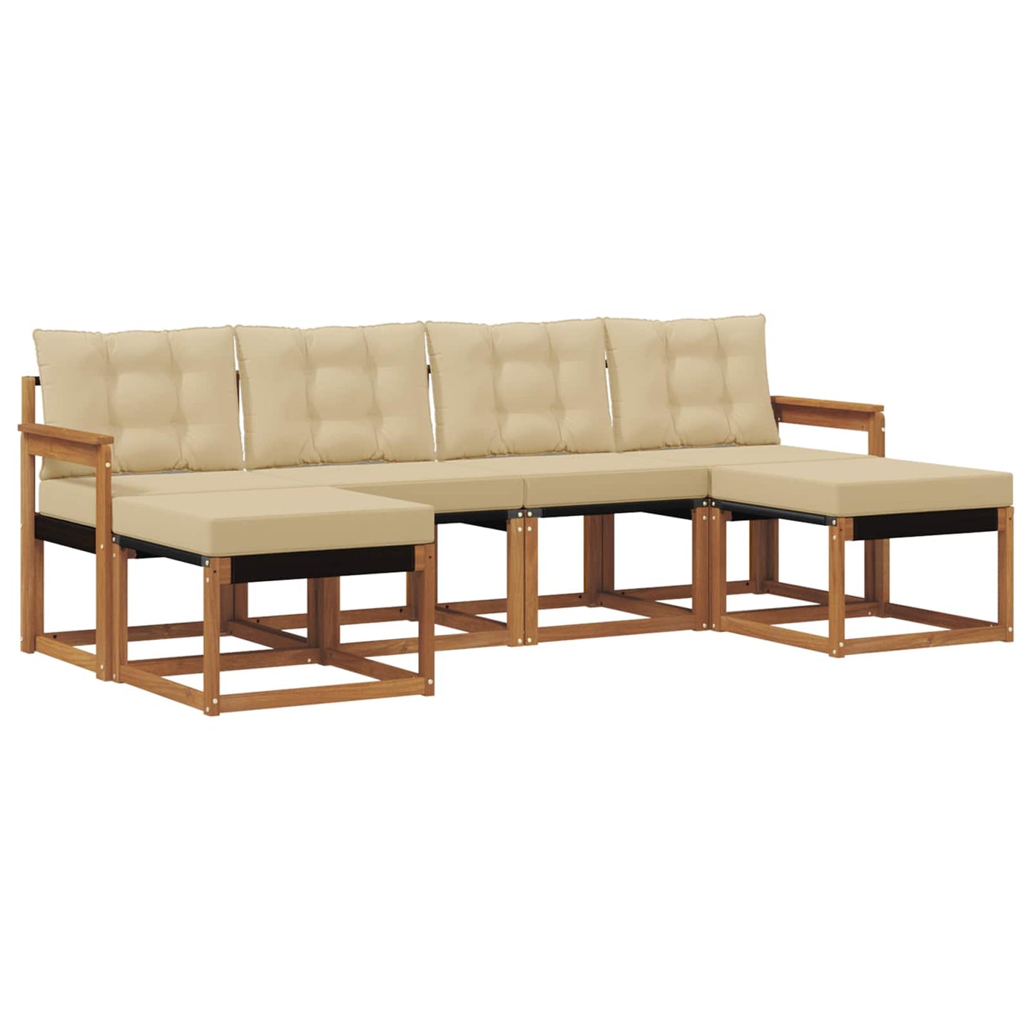 vidaXL Σειρά Καναπέ Εξωτερικού με μαξιλάρι 6 pcs Φυσικό και Μπεζ