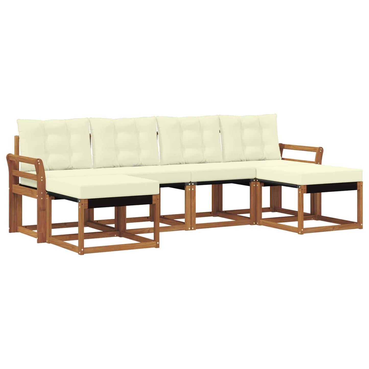 vidaXL Σειρά Καναπέ Εξωτερικού με μαξιλάρι 6 pcs Φυσικό και Κρέμα