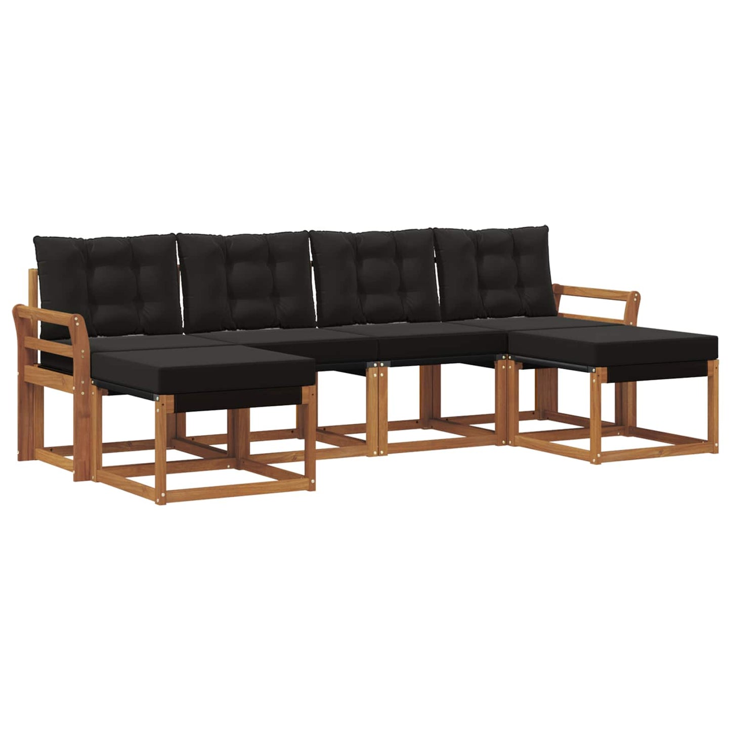 vidaXL Σειρά Καναπέ Εξωτερικού με μαξιλάρι 6 pcs Φυσικό και Μαύρο