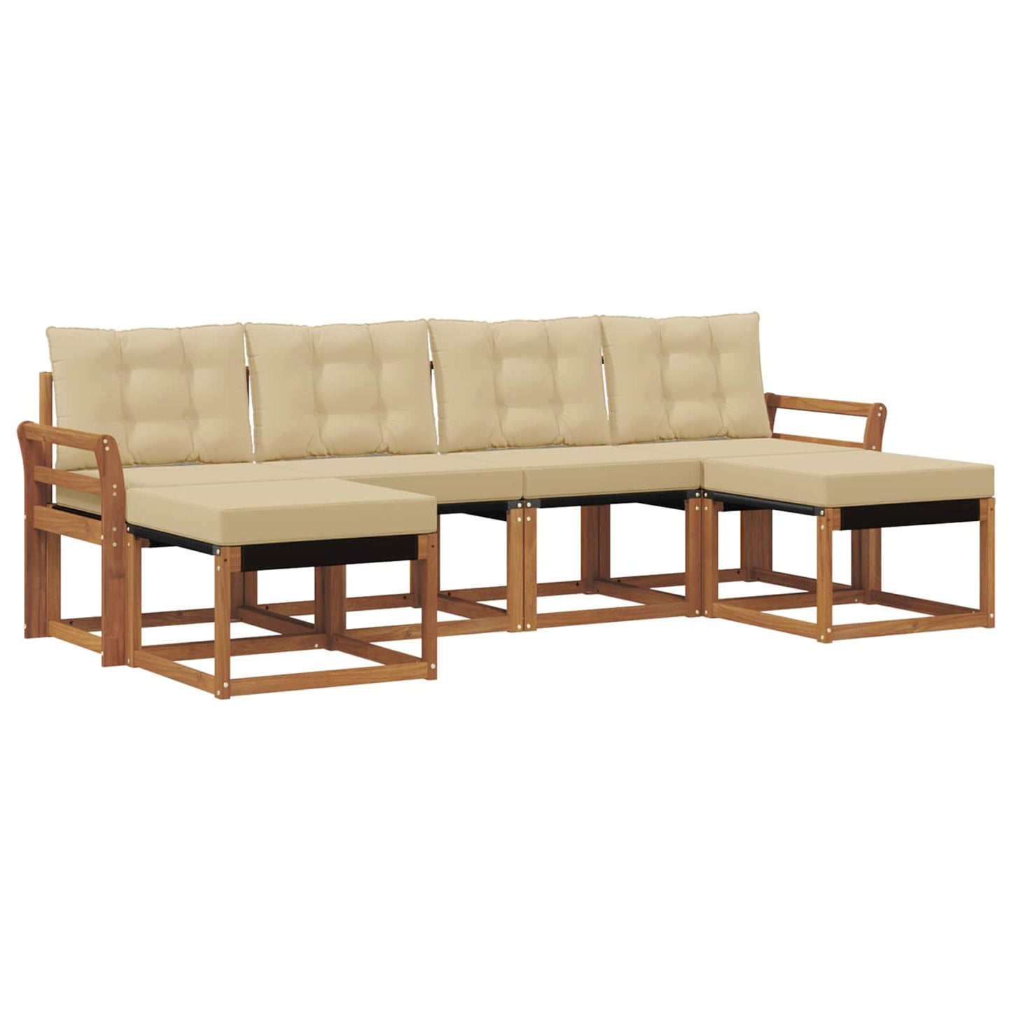 vidaXL Σειρά Καναπέ Εξωτερικού με μαξιλάρι 6 pcs Φυσικό και Μπεζ