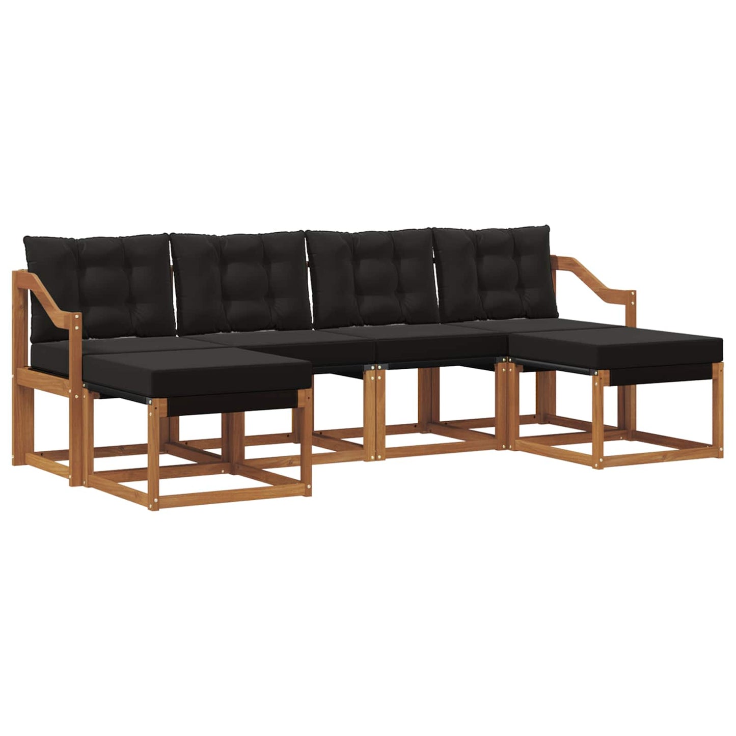 vidaXL Σειρά Καναπέ Εξωτερικού με μαξιλάρι 6 pcs Φυσικό και Μαύρο