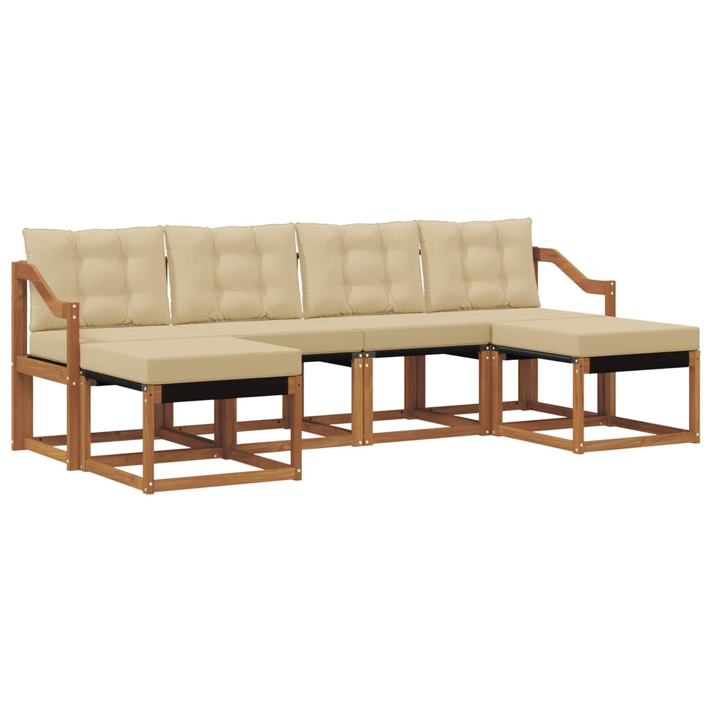 vidaXL Σειρά Καναπέ Εξωτερικού με μαξιλάρι 6 pcs Φυσικό και Μπεζ