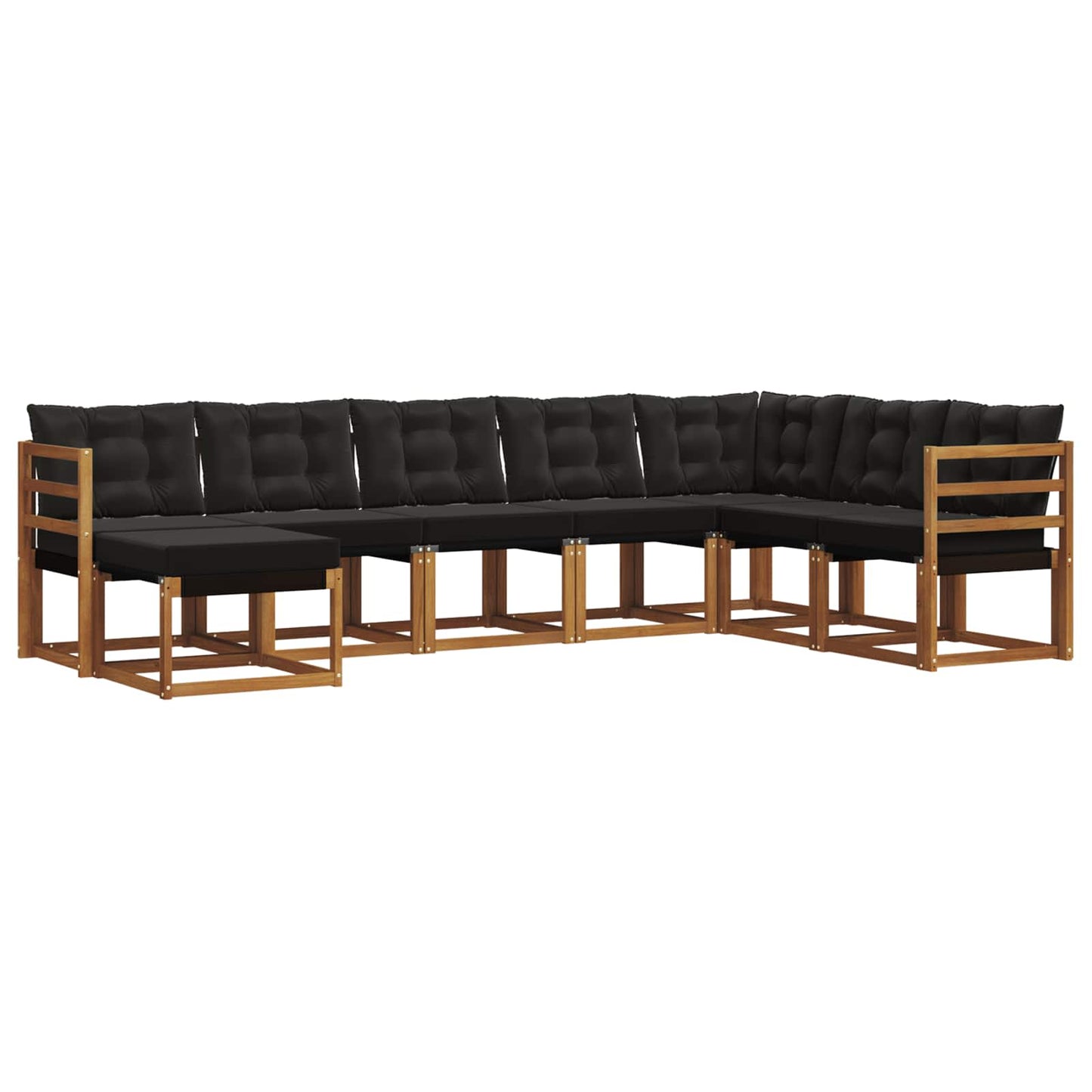 vidaXL Σειρά Καναπέ Εξωτερικού με μαξιλάρι 8 pcs Φυσικό και Μαύρο