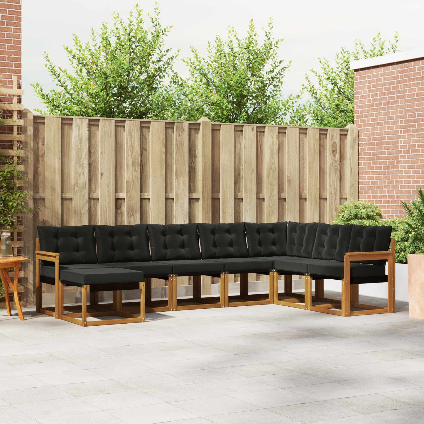 vidaXL Σειρά Καναπέ Εξωτερικού με μαξιλάρι 8 pcs Φυσικό και Μαύρο