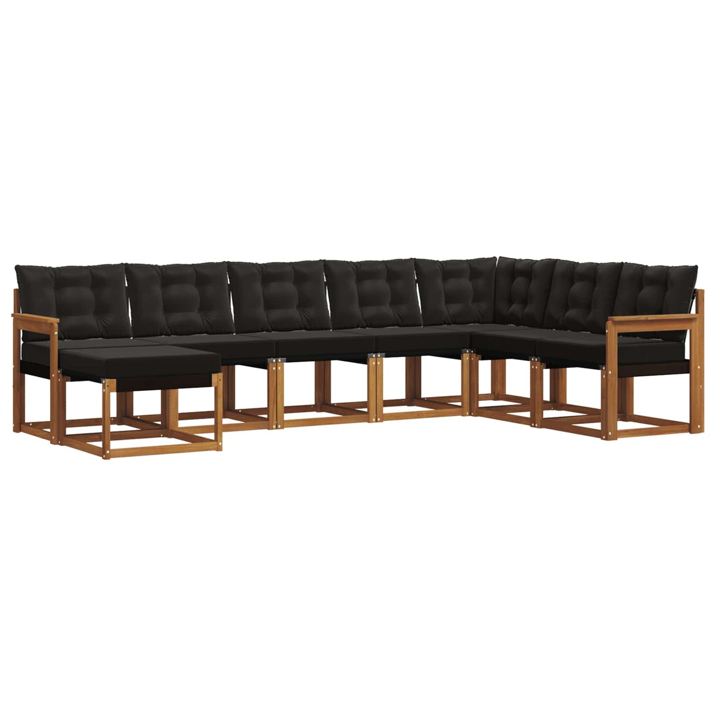 vidaXL Σειρά Καναπέ Εξωτερικού με μαξιλάρι 8 pcs Φυσικό και Μαύρο