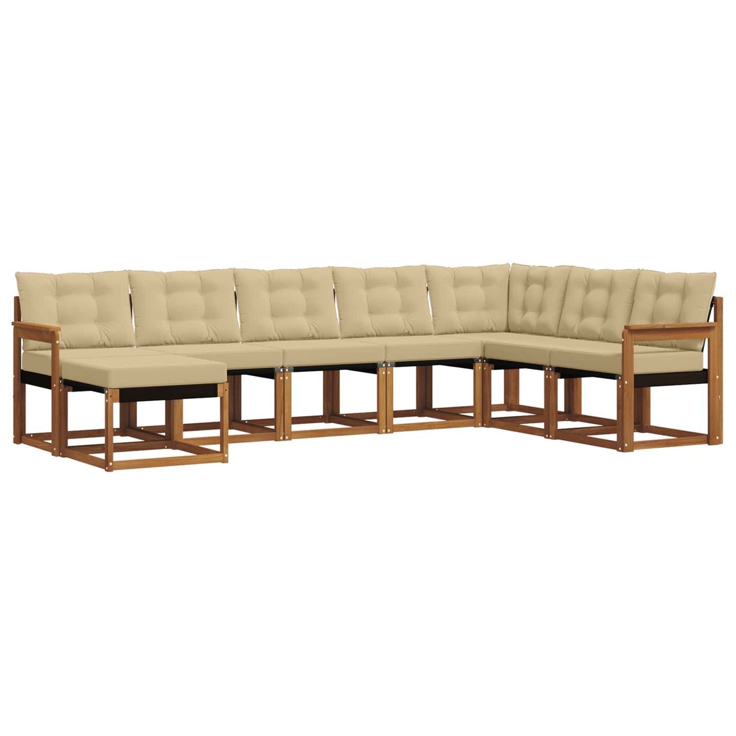 vidaXL Σειρά Καναπέ Εξωτερικού με μαξιλάρι 8 pcs Φυσικό και Μπεζ