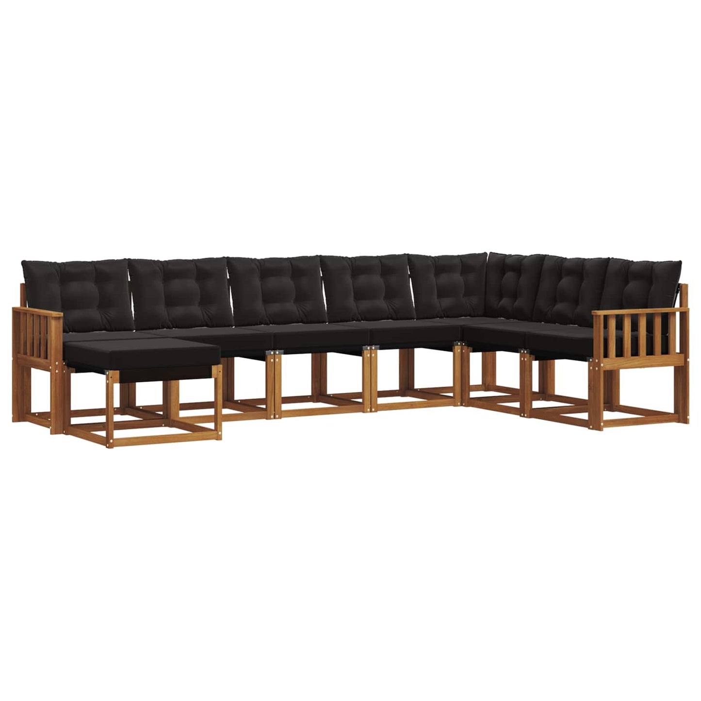 vidaXL Σειρά Καναπέ Εξωτερικού με μαξιλάρι 8 pcs Φυσικό και Μαύρο