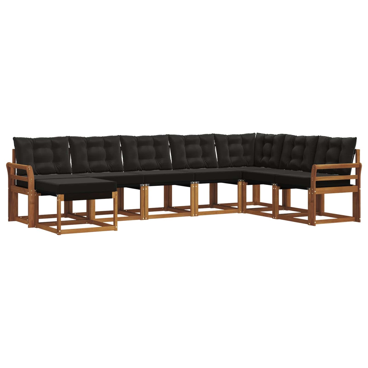 vidaXL Σειρά Καναπέ Εξωτερικού με μαξιλάρι 8 pcs Φυσικό και Μαύρο