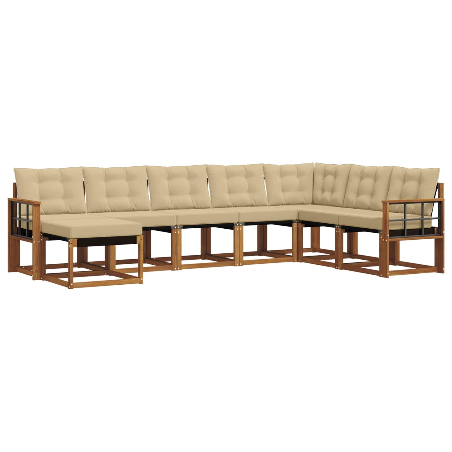 vidaXL Σειρά Καναπέ Εξωτερικού με μαξιλάρι 8 pcs Φυσικό και Μπεζ