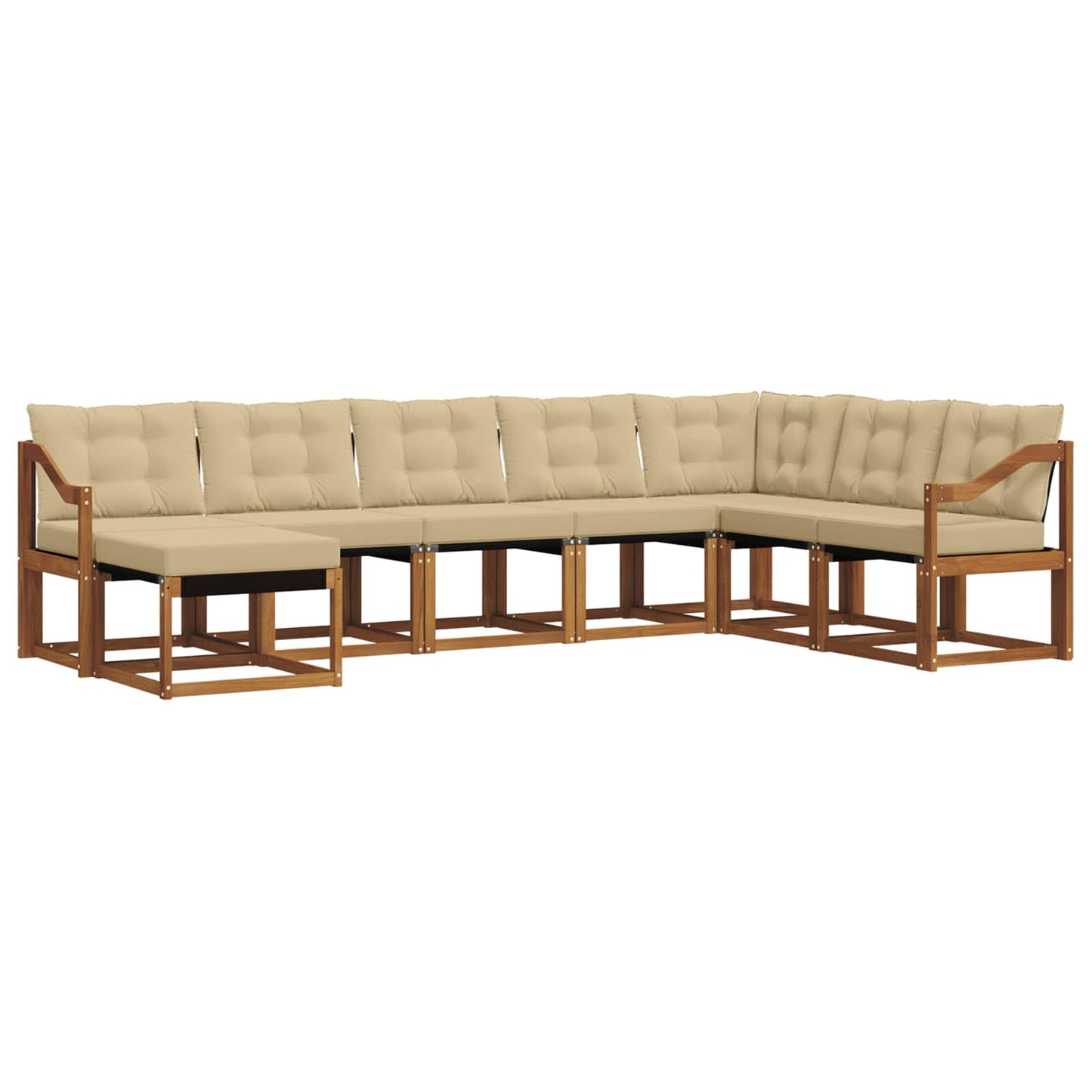vidaXL Σειρά Καναπέ Εξωτερικού με μαξιλάρι 8 pcs Φυσικό και Μπεζ