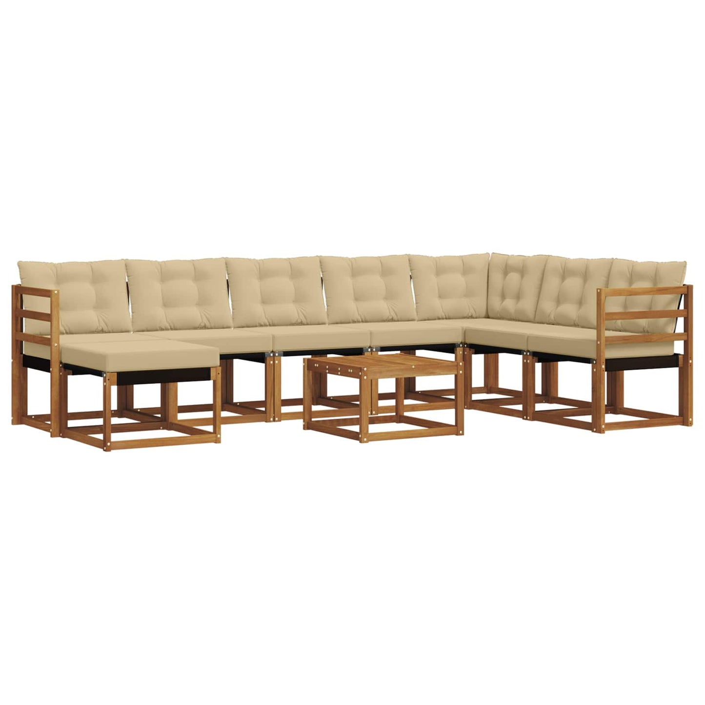 vidaXL Σειρά Καναπέ Εξωτερικού με μαξιλάρι 9 pcs Φυσικό και Μπεζ