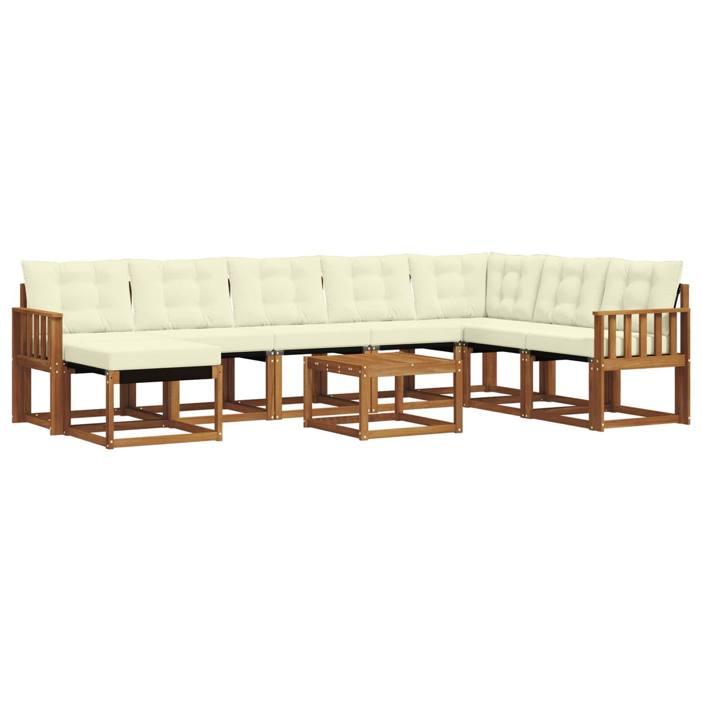 vidaXL Σειρά Καναπέ Εξωτερικού με μαξιλάρι 9 pcs Φυσικό και Κρέμα
