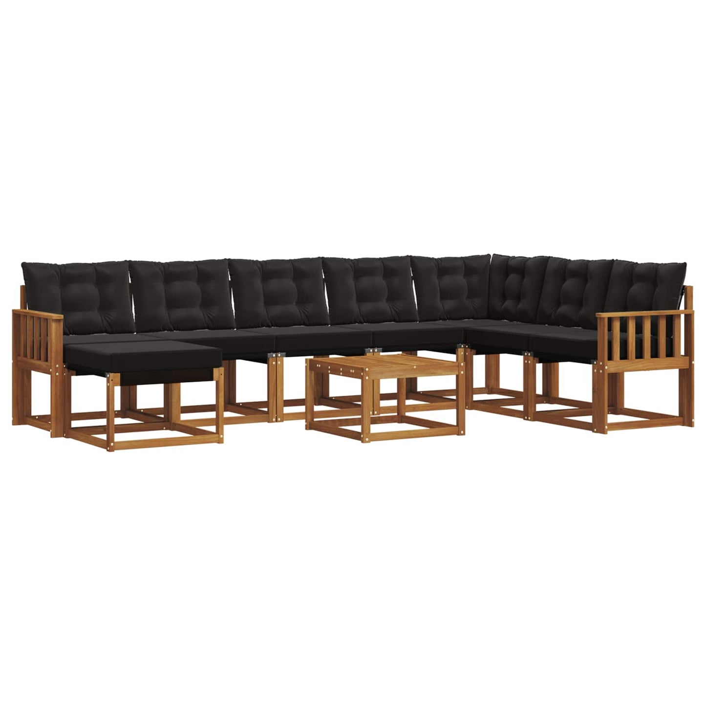 vidaXL Σειρά Καναπέ Εξωτερικού με μαξιλάρι 9 pcs Φυσικό και Μαύρο