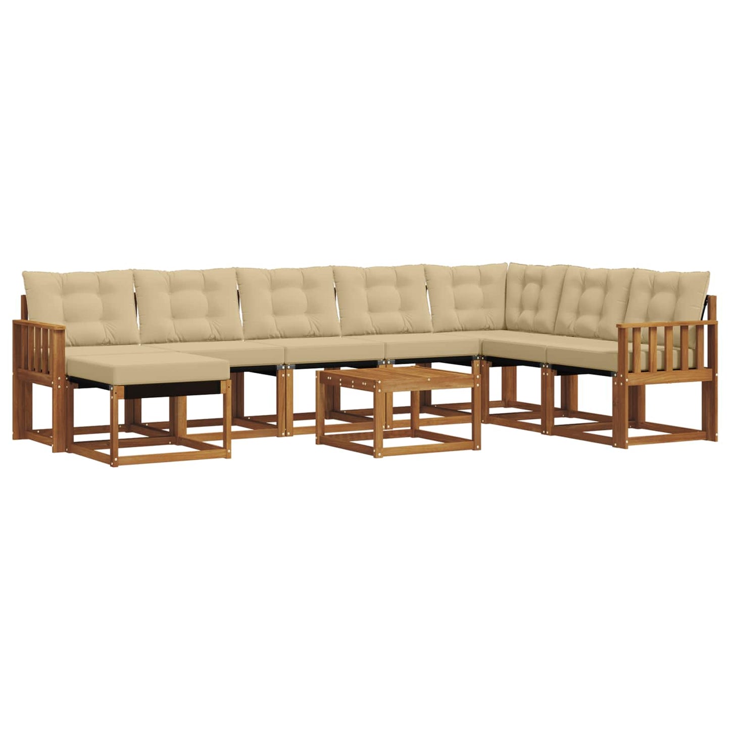 vidaXL Σειρά Καναπέ Εξωτερικού με μαξιλάρι 9 pcs Φυσικό και Μπεζ