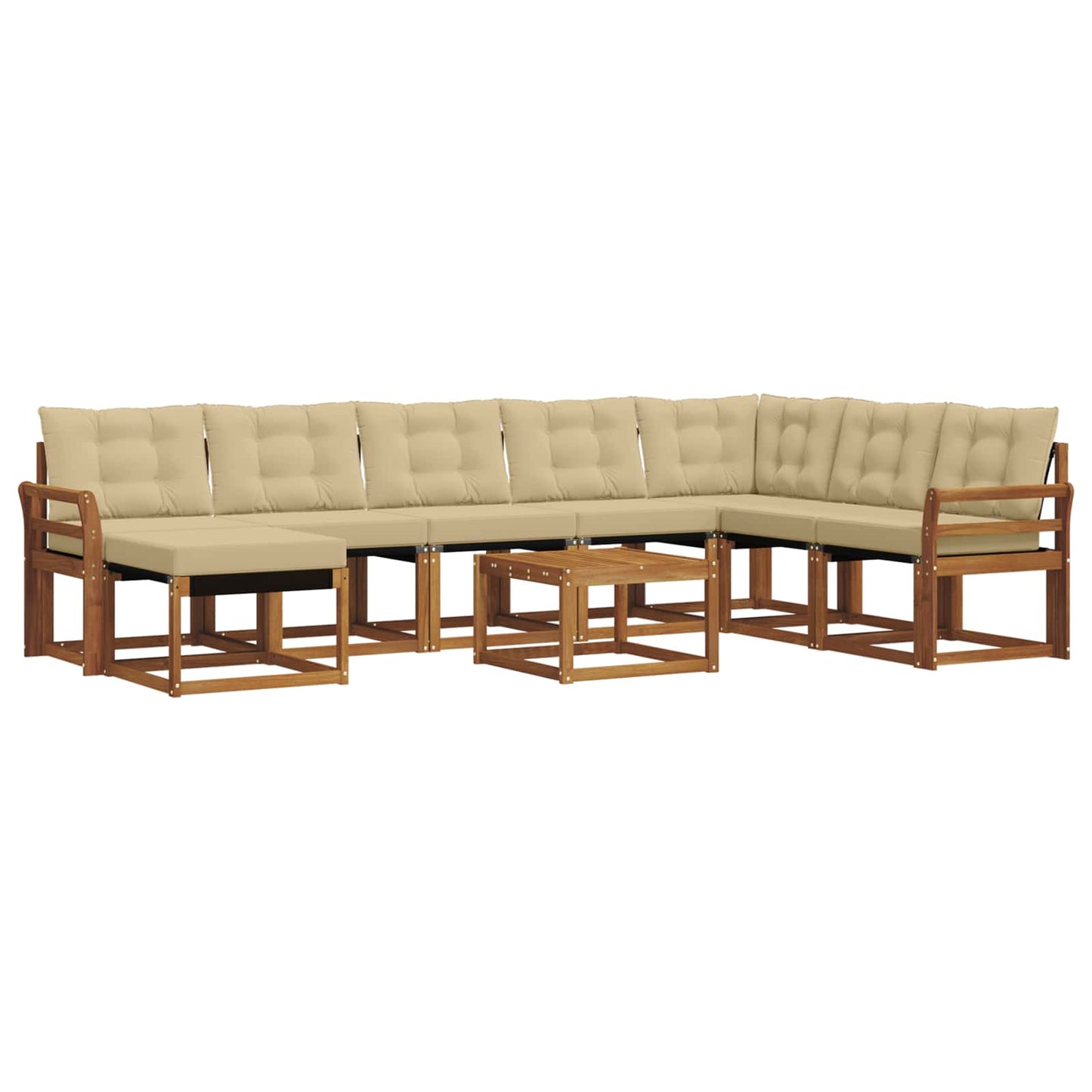 vidaXL Σειρά Καναπέ Εξωτερικού με μαξιλάρι 9 pcs Φυσικό και Μπεζ