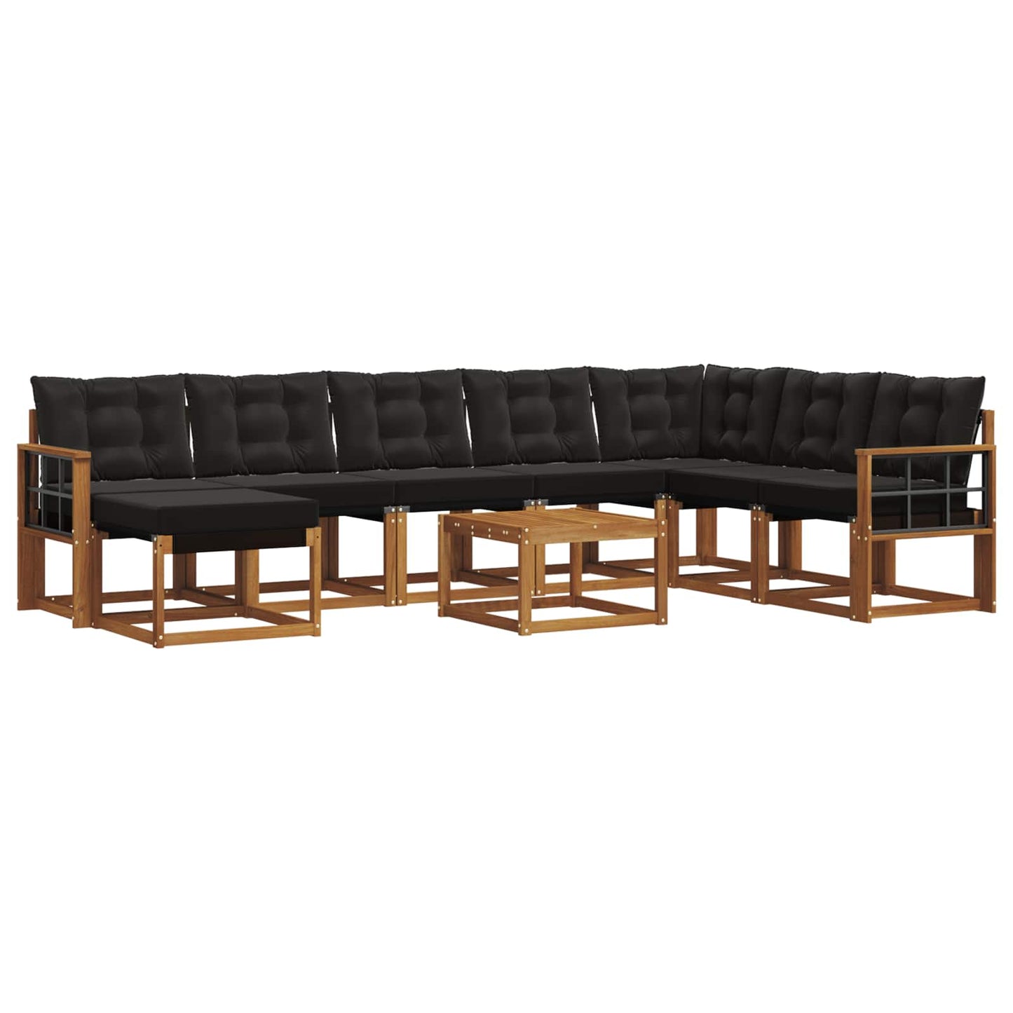 vidaXL Σειρά Καναπέ Εξωτερικού με μαξιλάρι 9 pcs Φυσικό και Μαύρο