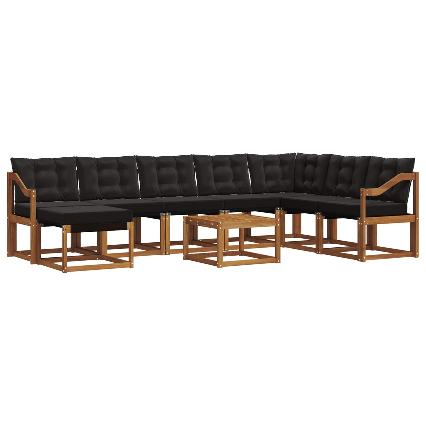 vidaXL Σειρά Καναπέ Εξωτερικού με μαξιλάρι 9 pcs Φυσικό και Μαύρο