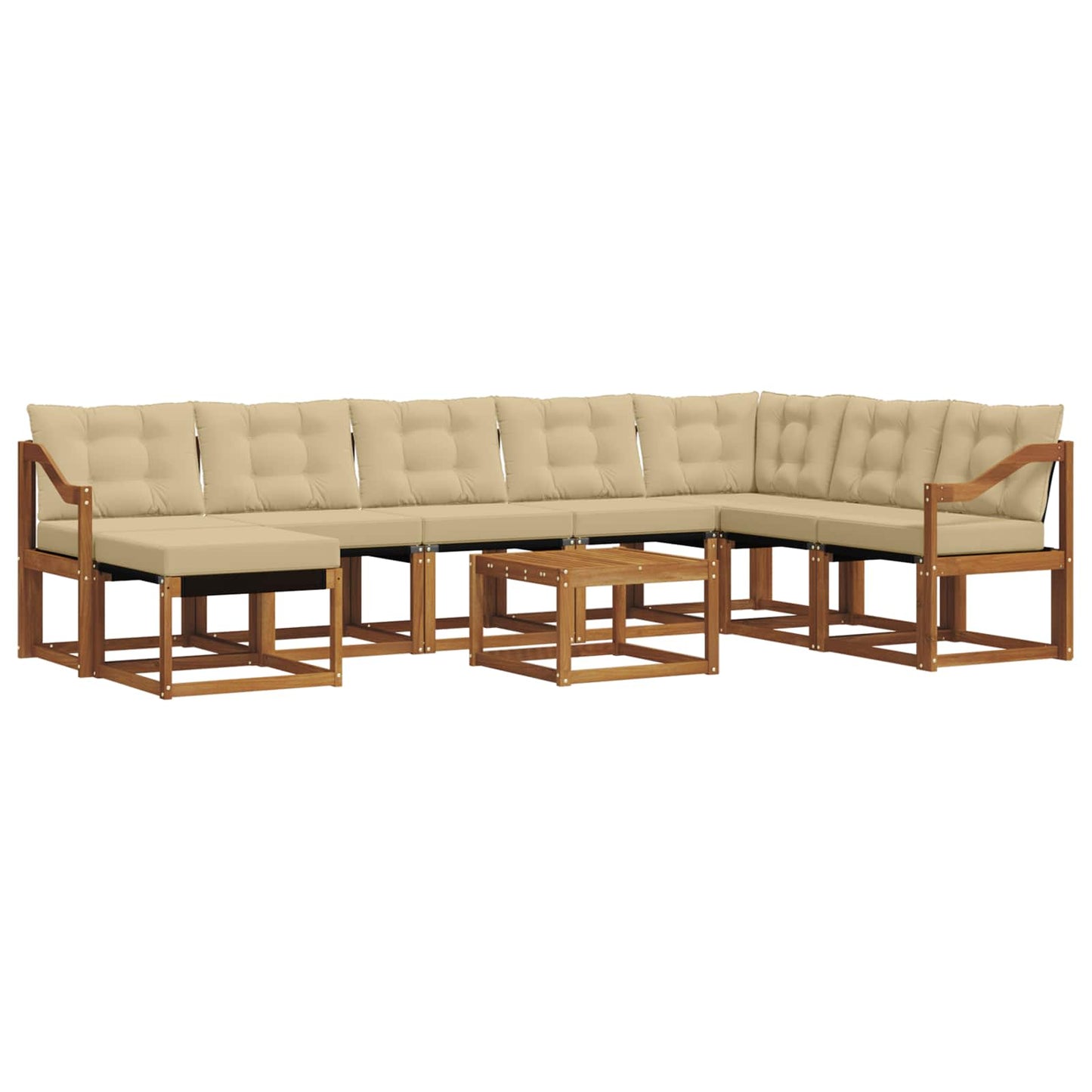 vidaXL Σειρά Καναπέ Εξωτερικού με μαξιλάρι 9 pcs Φυσικό και Μπεζ