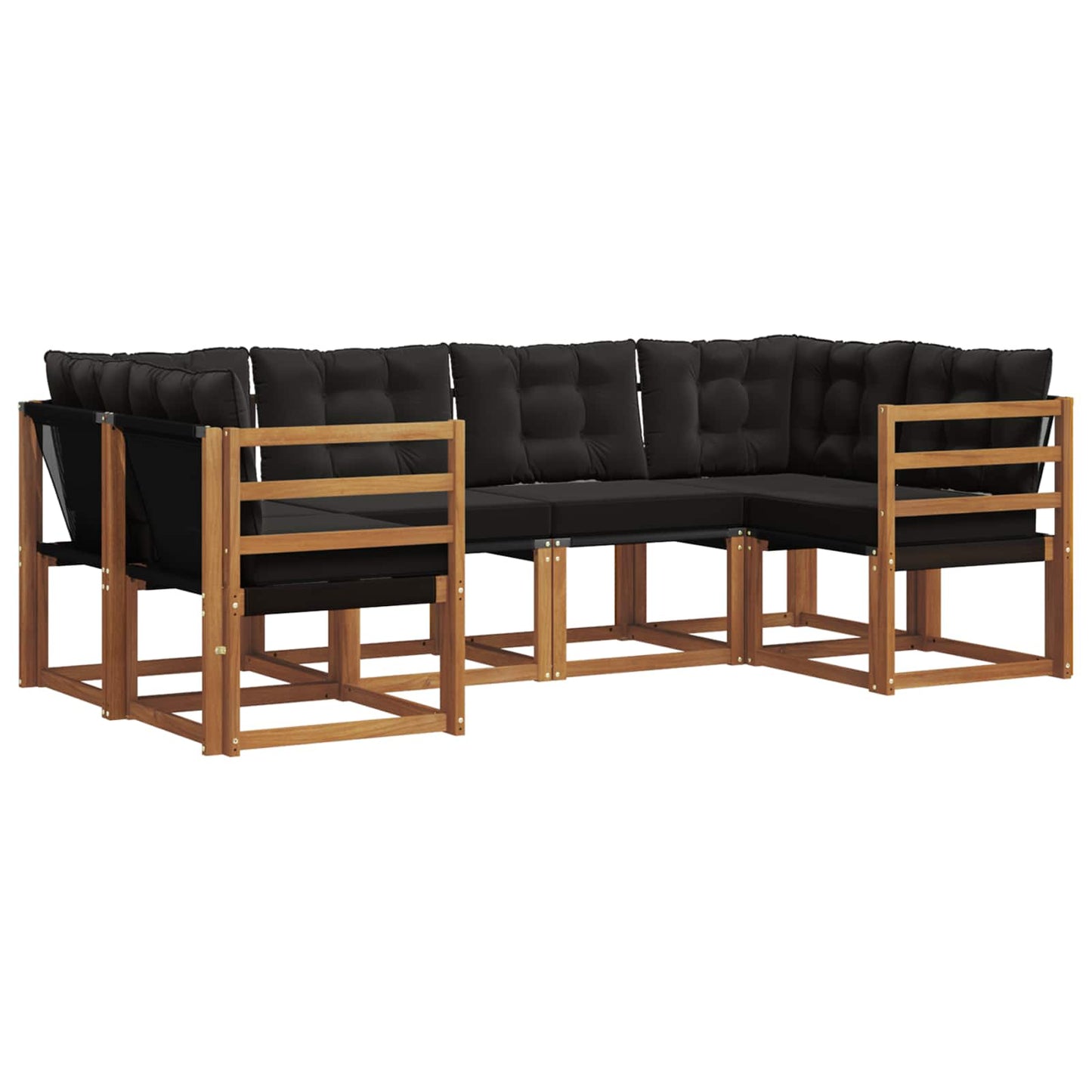 vidaXL Σειρά Καναπέ Εξωτερικού με μαξιλάρι 6 pcs Φυσικό και Μαύρο