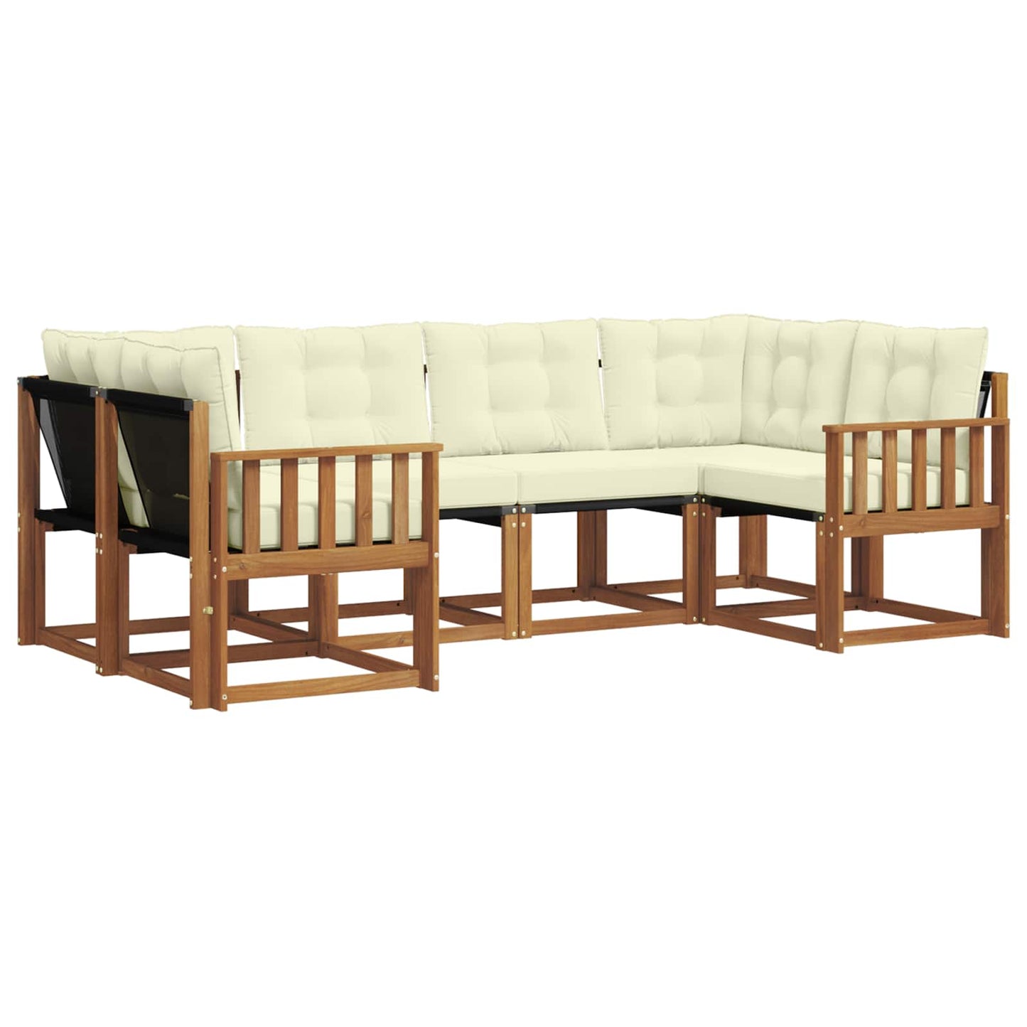 vidaXL Σειρά Καναπέ Εξωτερικού με μαξιλάρι 6 pcs Φυσικό και Κρέμα