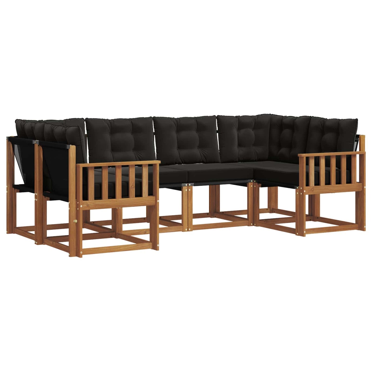 vidaXL Σειρά Καναπέ Εξωτερικού με μαξιλάρι 6 pcs Φυσικό και Μαύρο