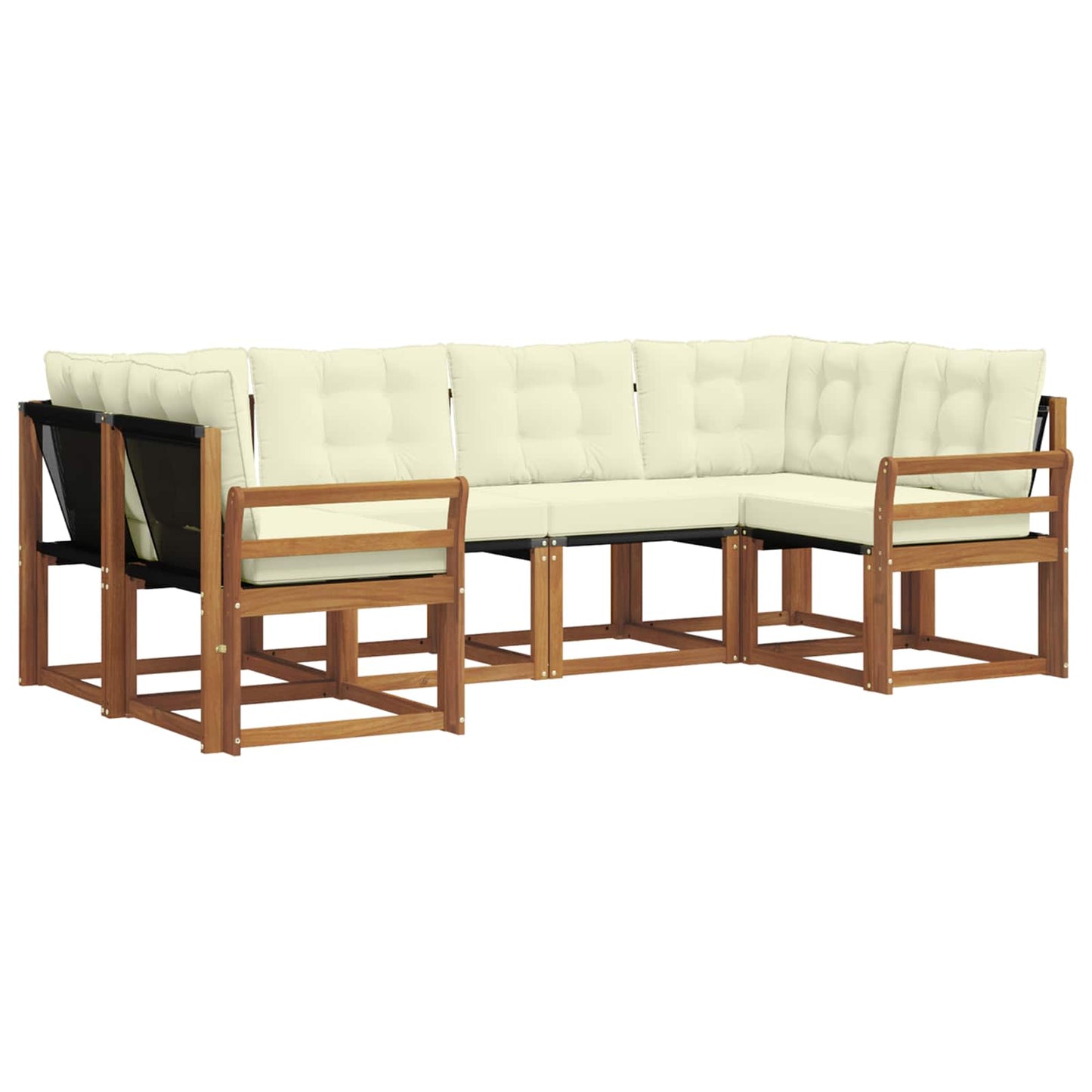 vidaXL Σειρά Καναπέ Εξωτερικού με μαξιλάρι 6 pcs Φυσικό και Κρέμα