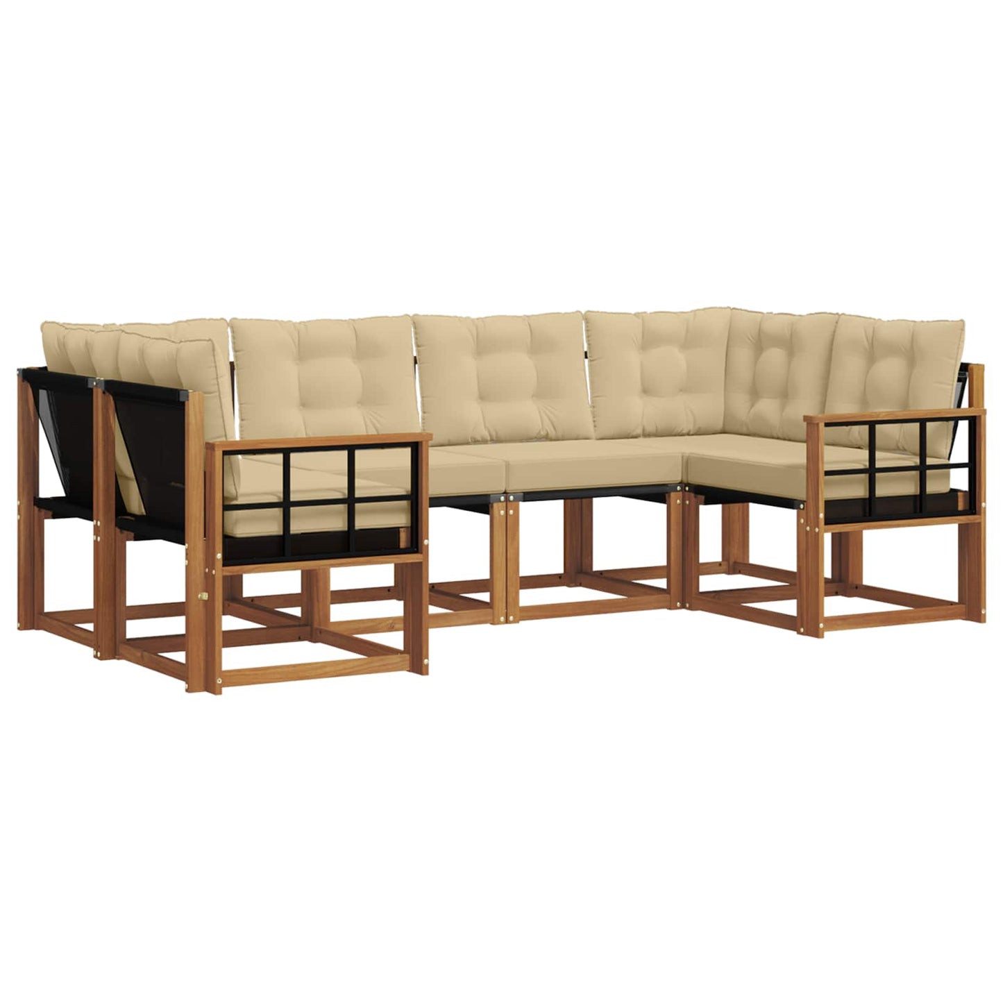 vidaXL Σειρά Καναπέ Εξωτερικού με μαξιλάρι 6 pcs Φυσικό και Μπεζ