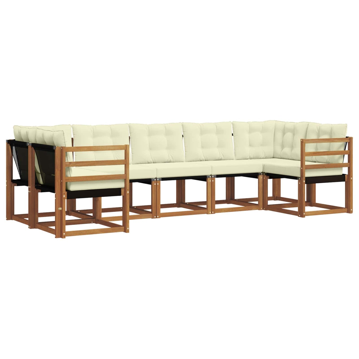 vidaXL Σειρά Καναπέ Εξωτερικού με μαξιλάρι 7 pcs Φυσικό και Κρέμα