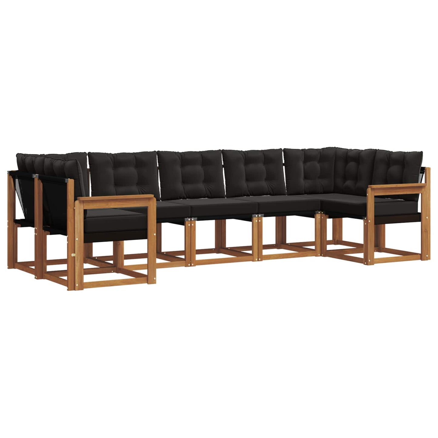 vidaXL Σειρά Καναπέ Εξωτερικού με μαξιλάρι 7 pcs Φυσικό και Μαύρο