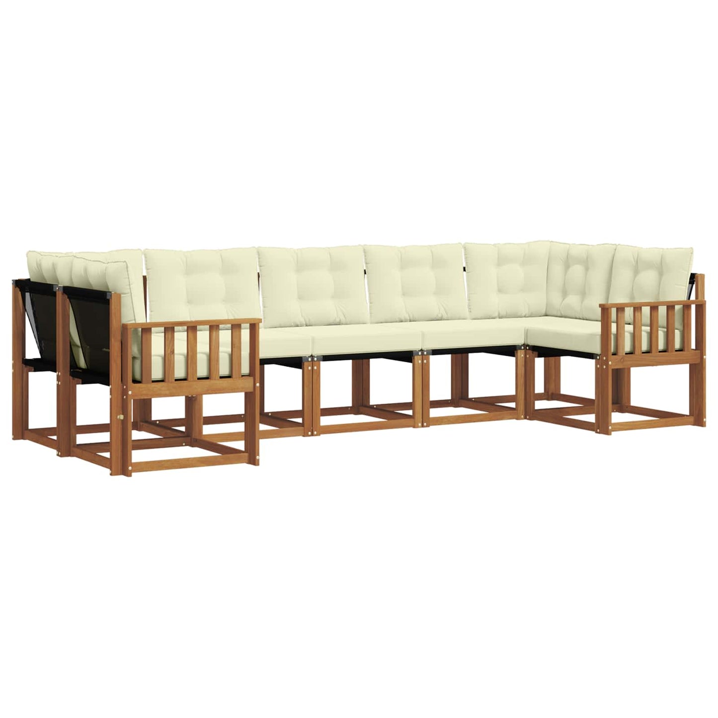 vidaXL Σειρά Καναπέ Εξωτερικού με μαξιλάρι 7 pcs Φυσικό και Κρέμα