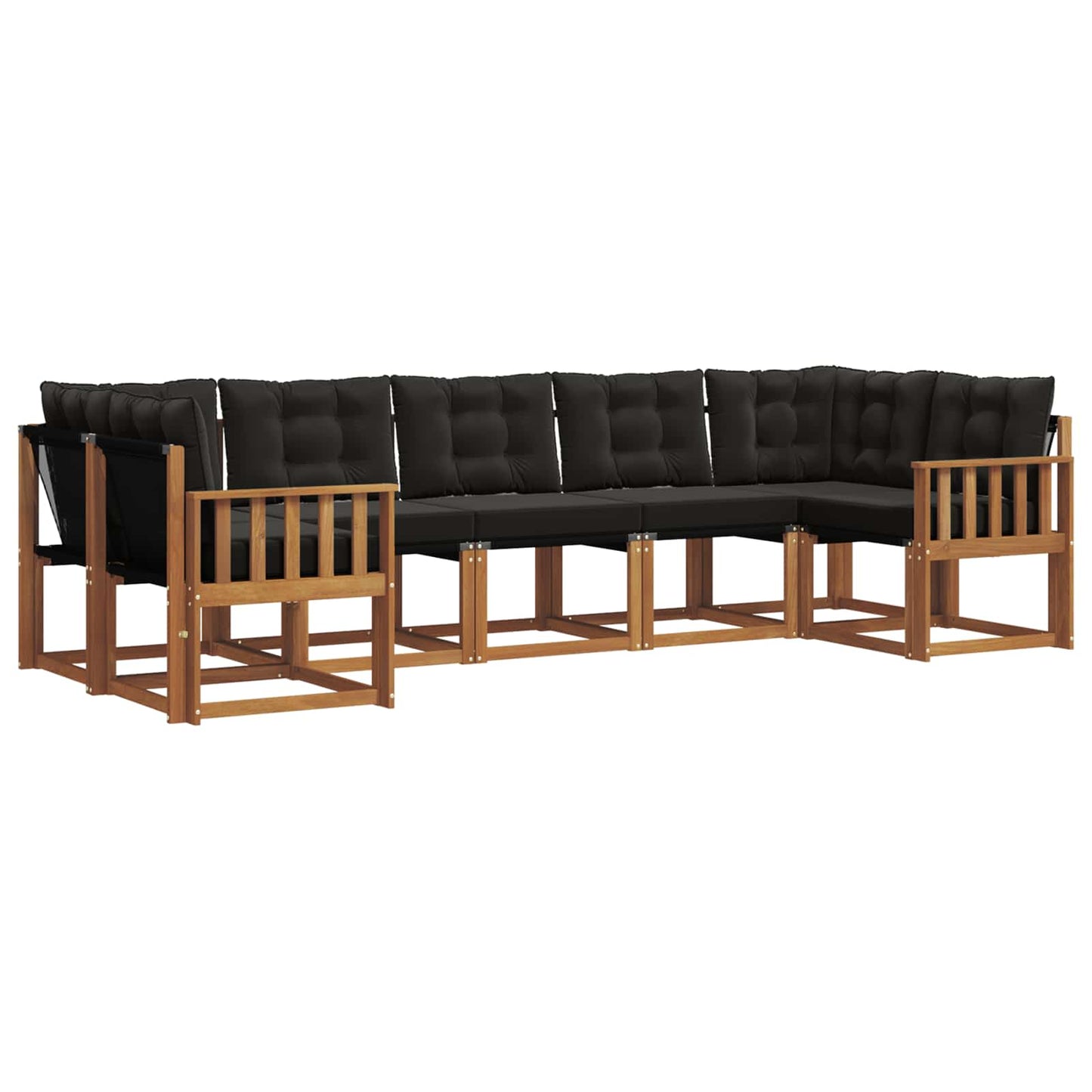 vidaXL Σειρά Καναπέ Εξωτερικού με μαξιλάρι 7 pcs Φυσικό και Μαύρο