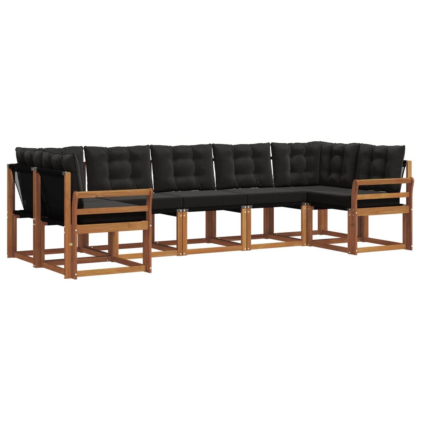 vidaXL Σειρά Καναπέ Εξωτερικού με μαξιλάρι 7 pcs Φυσικό και Μαύρο