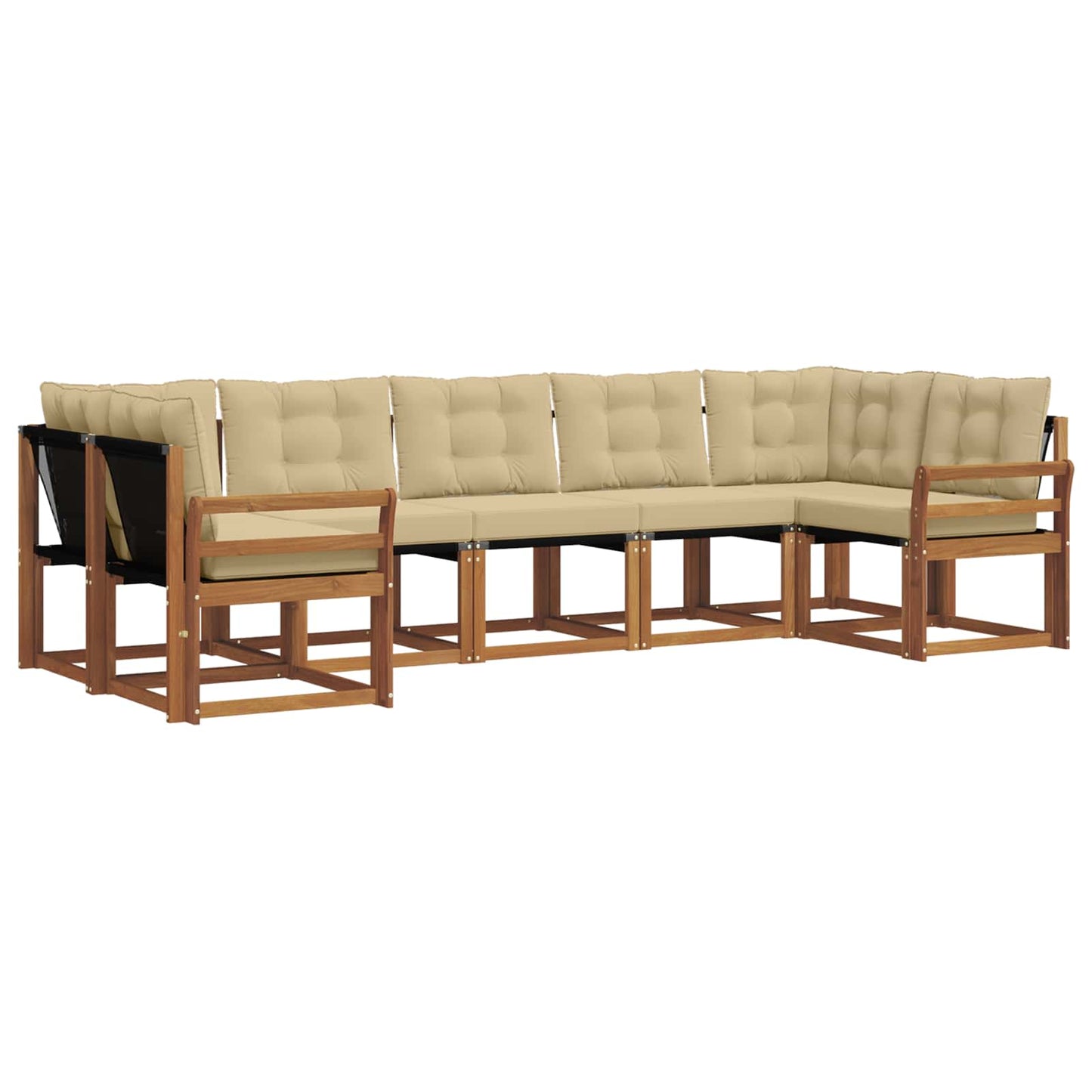 vidaXL Σειρά Καναπέ Εξωτερικού με μαξιλάρι 7 pcs Φυσικό και Μπεζ