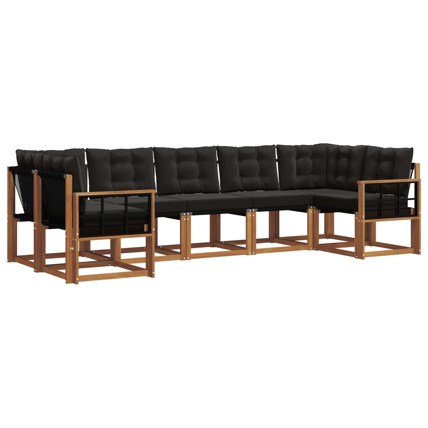 vidaXL Σειρά Καναπέ Εξωτερικού με μαξιλάρι 7 pcs Φυσικό και Μαύρο