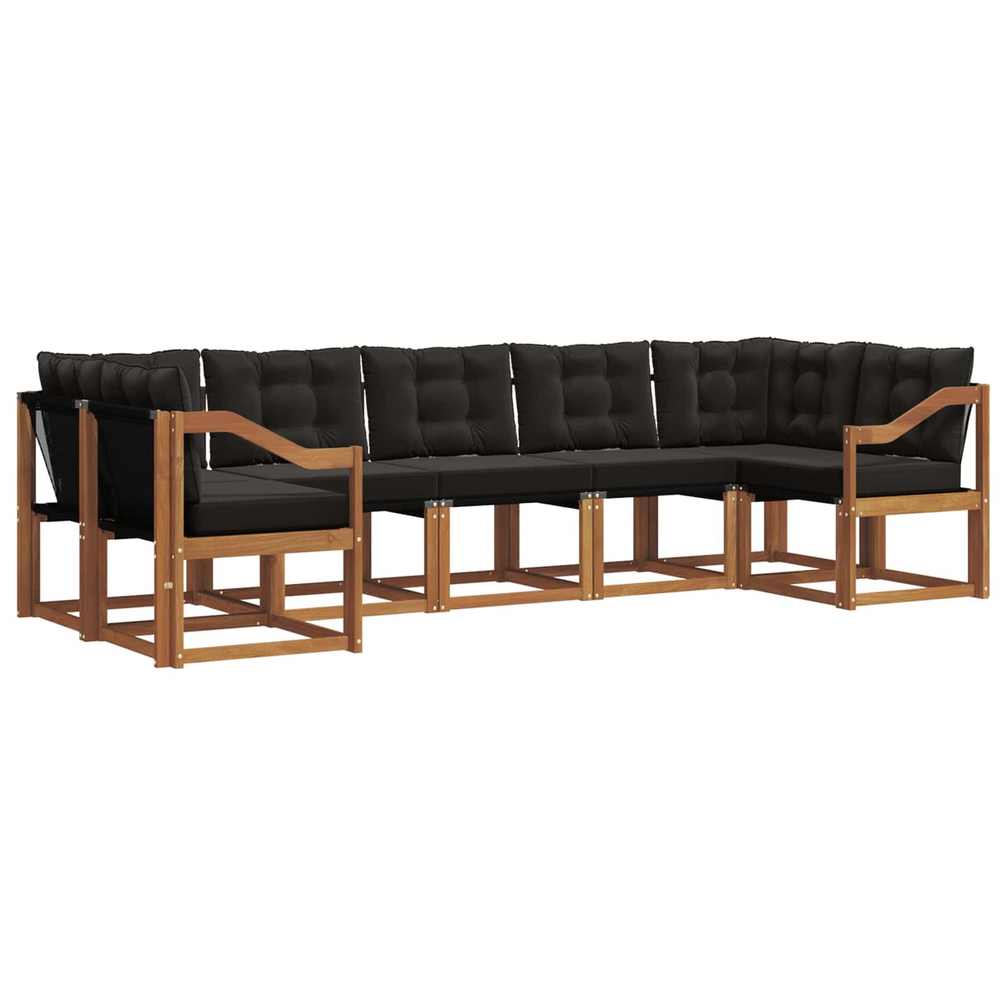 vidaXL Σειρά Καναπέ Εξωτερικού με μαξιλάρι 7 pcs Φυσικό και Μαύρο