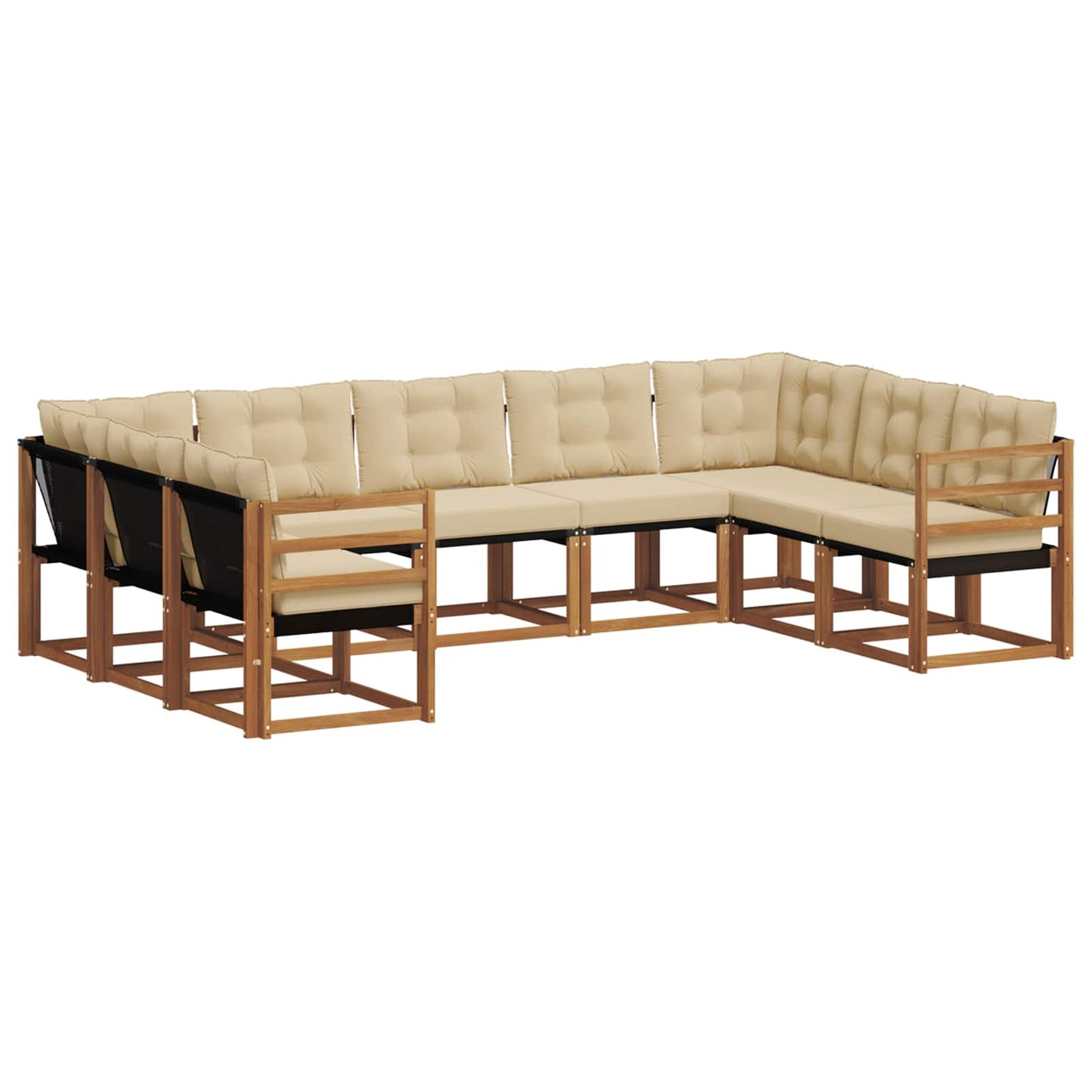 vidaXL Σειρά Καναπέ Εξωτερικού με μαξιλάρι 9 pcs Φυσικό και Μπεζ