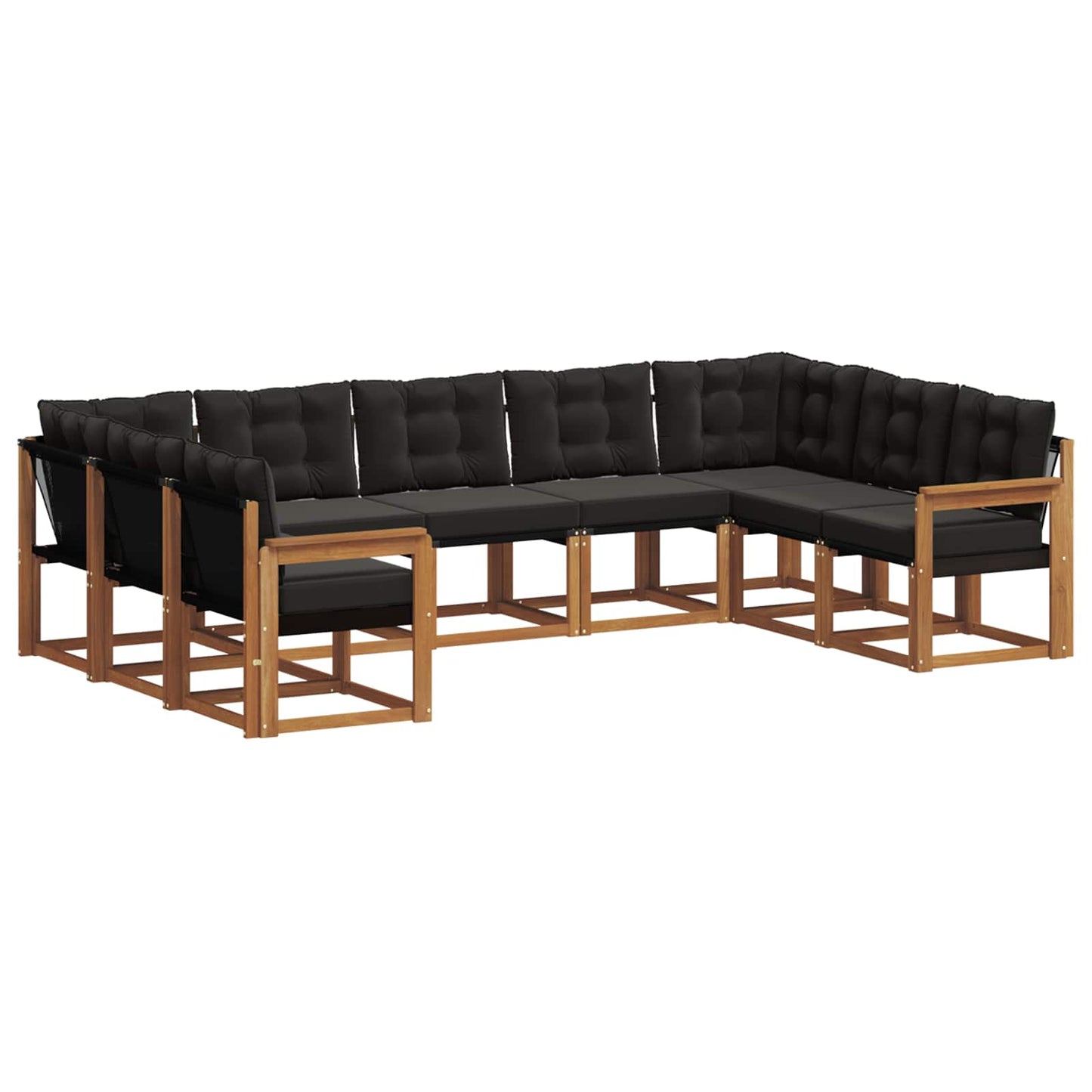 vidaXL Σειρά Καναπέ Εξωτερικού με μαξιλάρι 9 pcs Φυσικό και Μαύρο