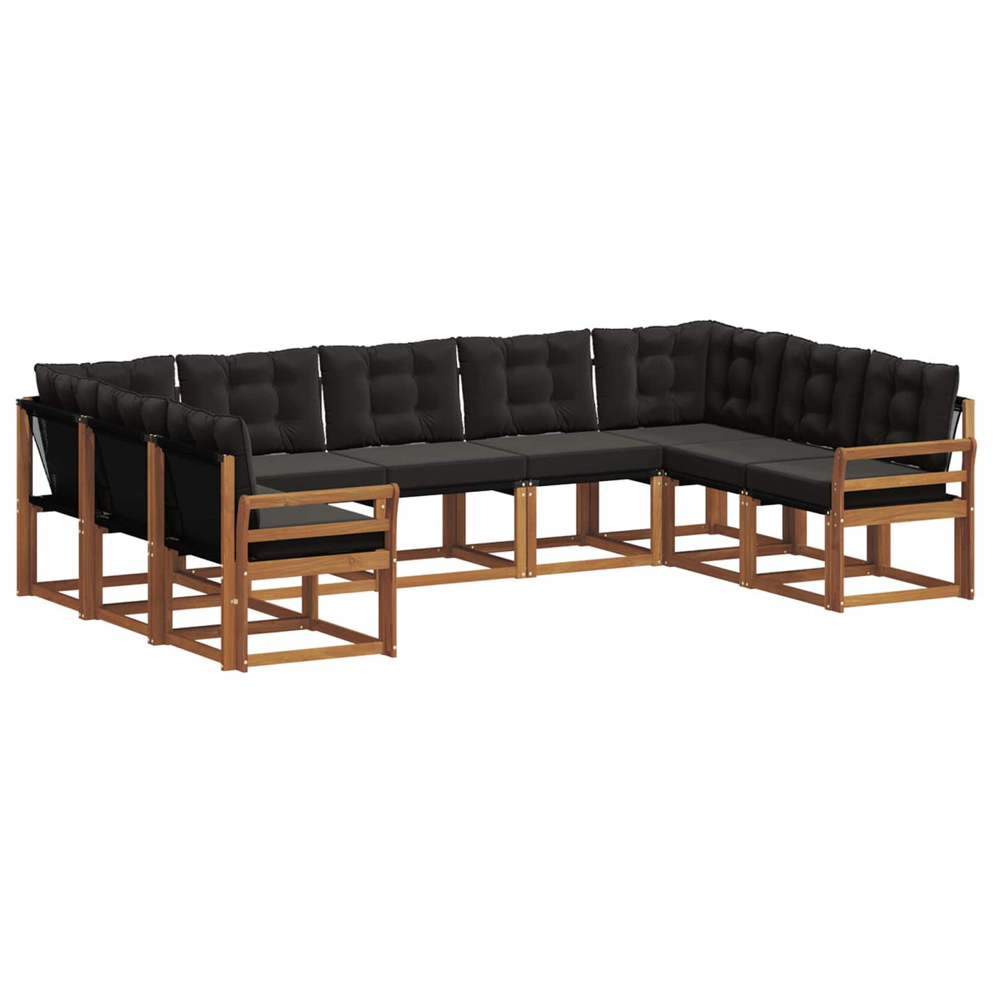 vidaXL Σειρά Καναπέ Εξωτερικού με μαξιλάρι 9 pcs Φυσικό και Μαύρο