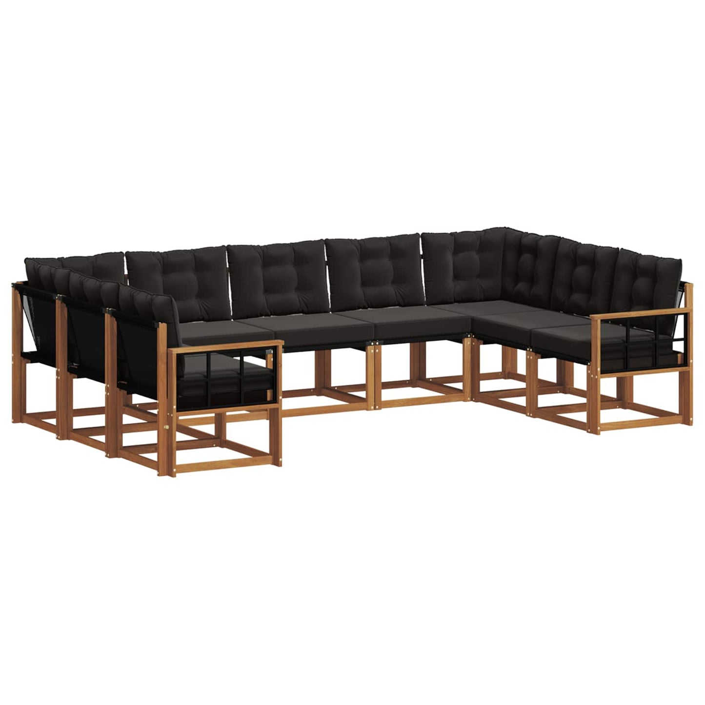 vidaXL Σειρά Καναπέ Εξωτερικού με μαξιλάρι 9 pcs Φυσικό και Μαύρο