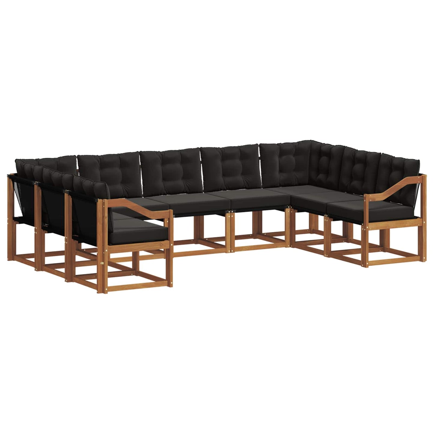 vidaXL Σειρά Καναπέ Εξωτερικού με μαξιλάρι 9 pcs Φυσικό και Μαύρο