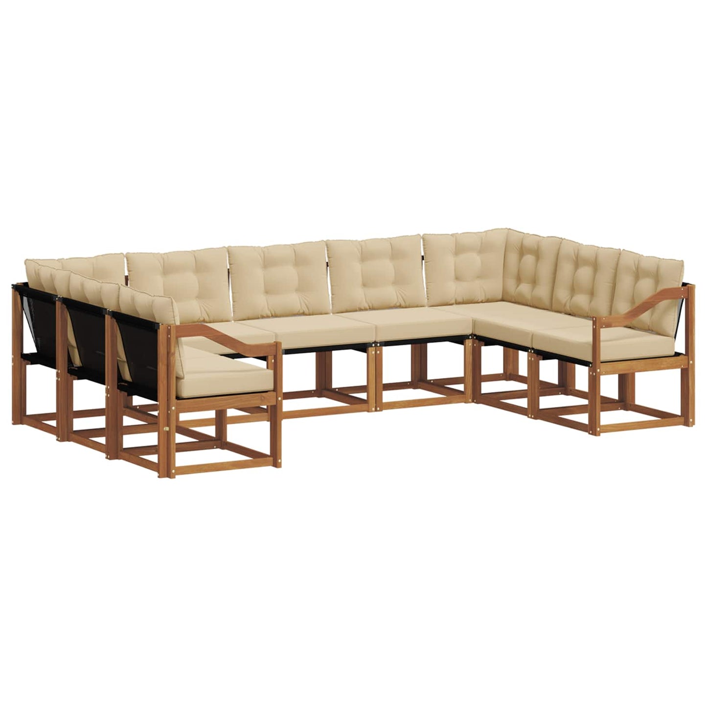 vidaXL Σειρά Καναπέ Εξωτερικού με μαξιλάρι 9 pcs Φυσικό και Μπεζ