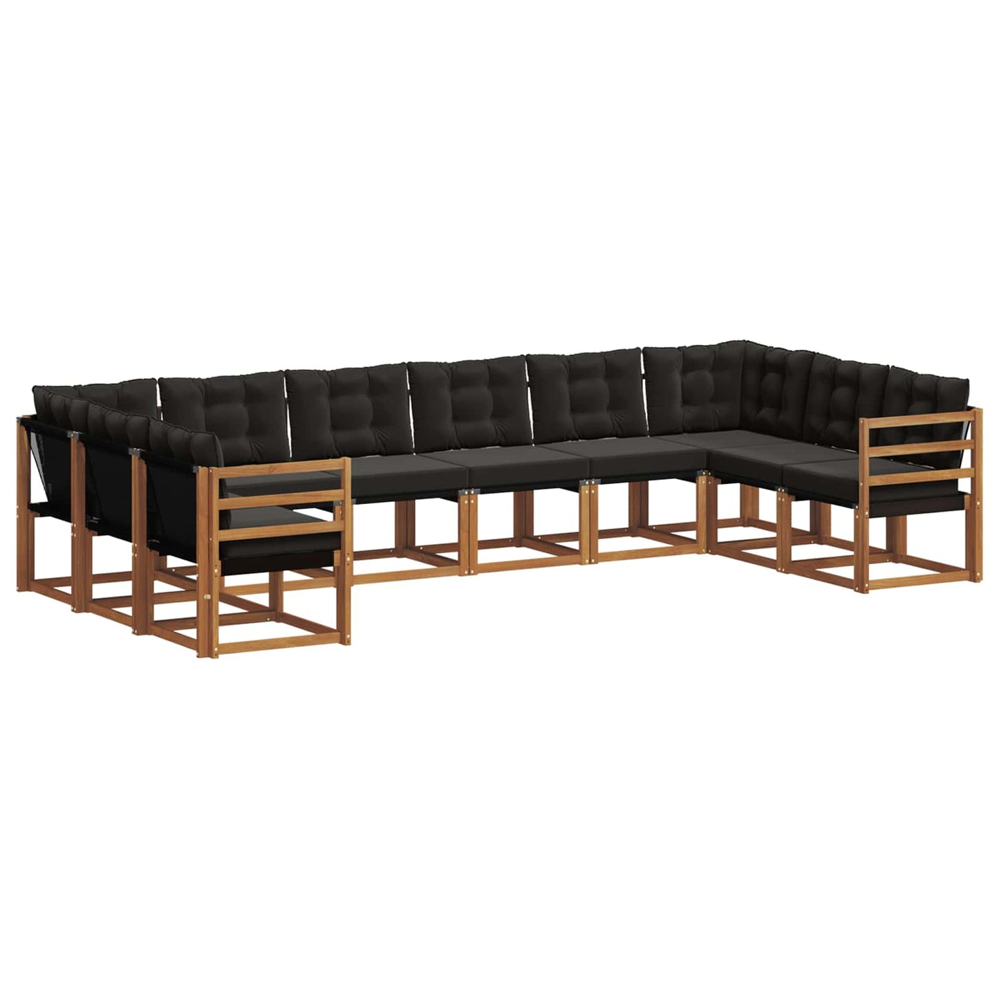 vidaXL Σειρά Καναπέ Εξωτερικού με μαξιλάρι 10 pcs Φυσικό και Μαύρο