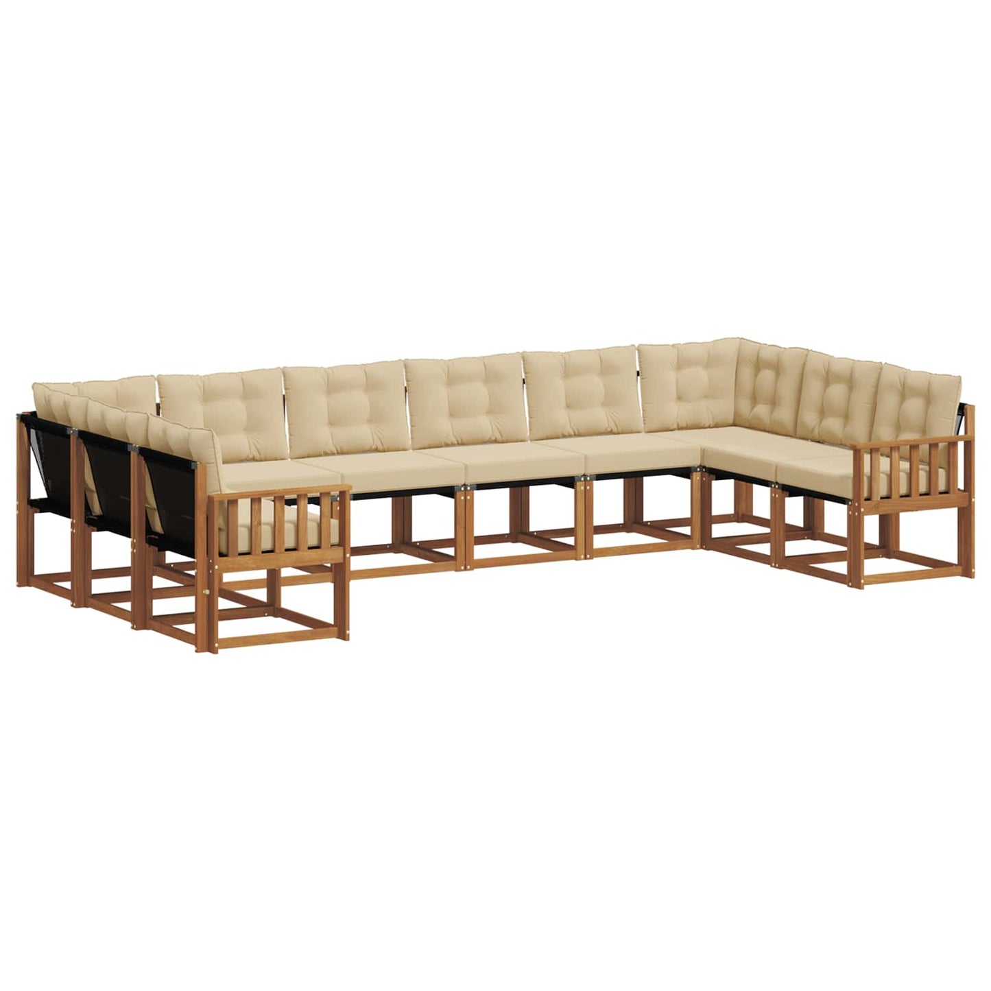 vidaXL Σειρά Καναπέ Εξωτερικού με μαξιλάρι 10 pcs Φυσικό και Μπεζ