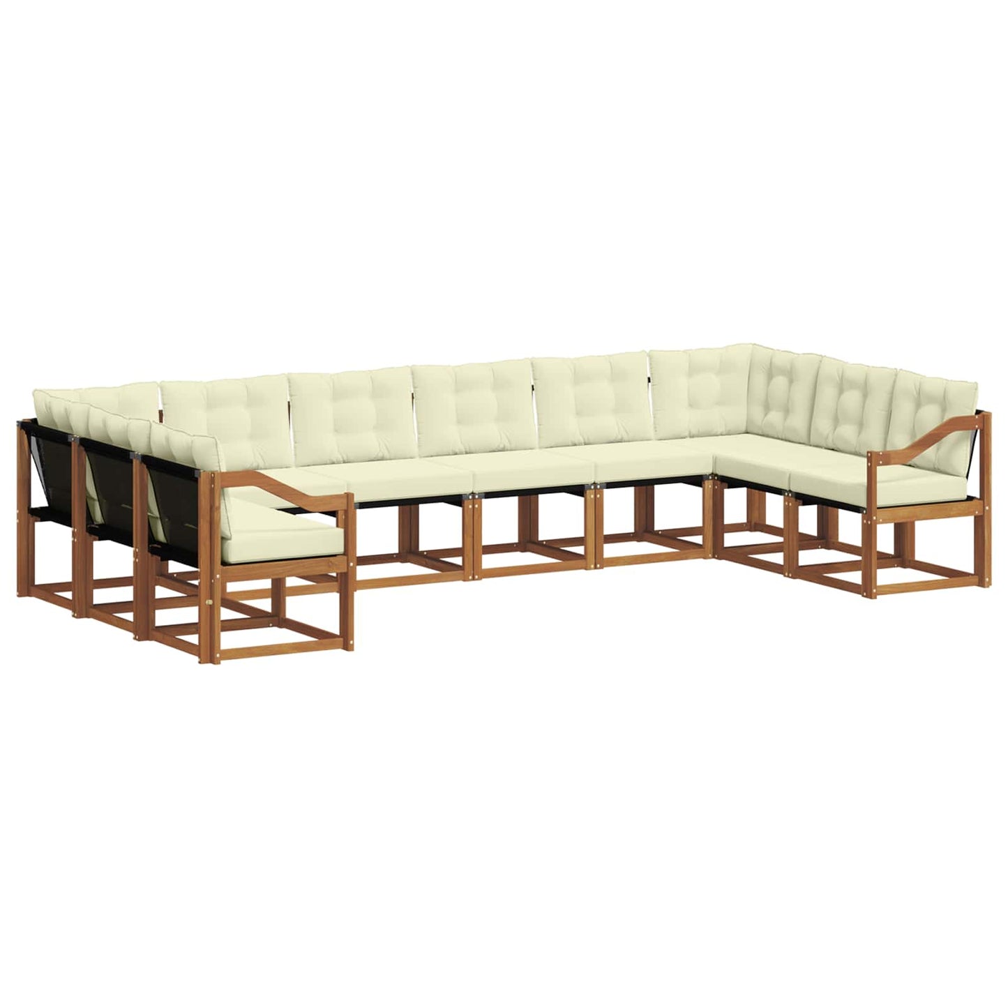 vidaXL Σειρά Καναπέ Εξωτερικού με μαξιλάρι 10 pcs Φυσικό και Κρέμα