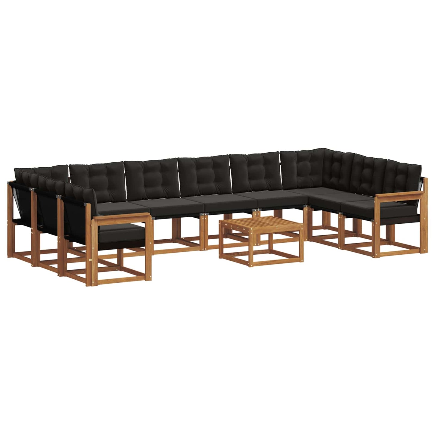 vidaXL Σειρά Καναπέ Εξωτερικού με μαξιλάρι 11 pcs Φυσικό και Μαύρο