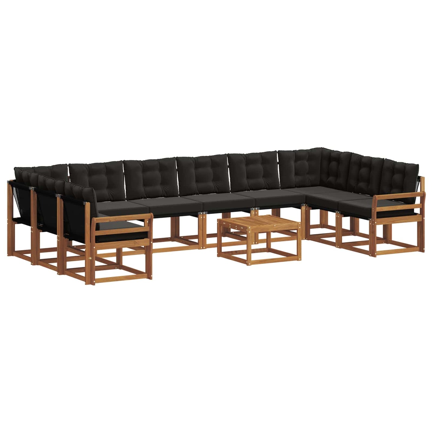 vidaXL Σειρά Καναπέ Εξωτερικού με μαξιλάρι 11 pcs Φυσικό και Μαύρο