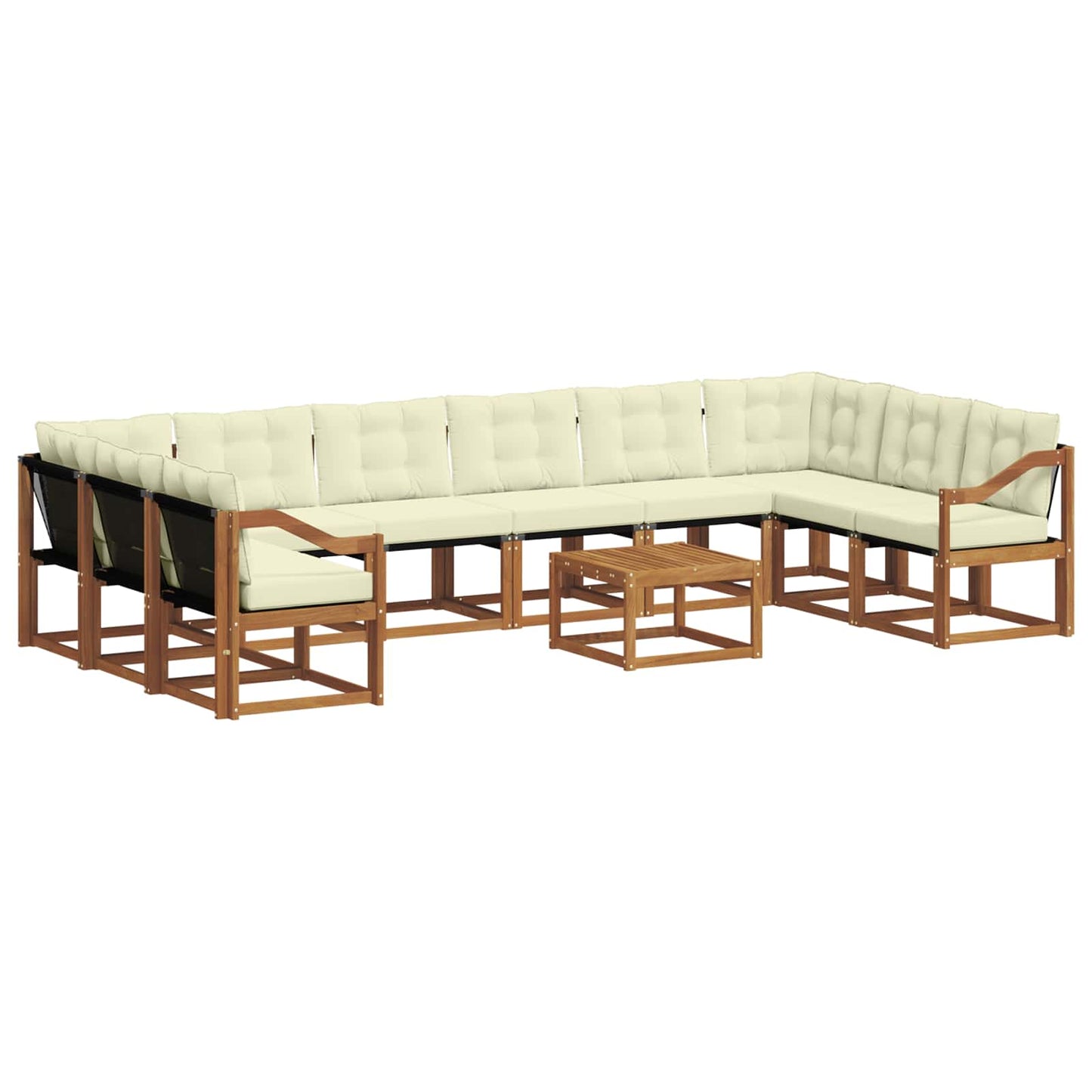 vidaXL Σειρά Καναπέ Εξωτερικού με μαξιλάρι 11 pcs Φυσικό και Κρέμα