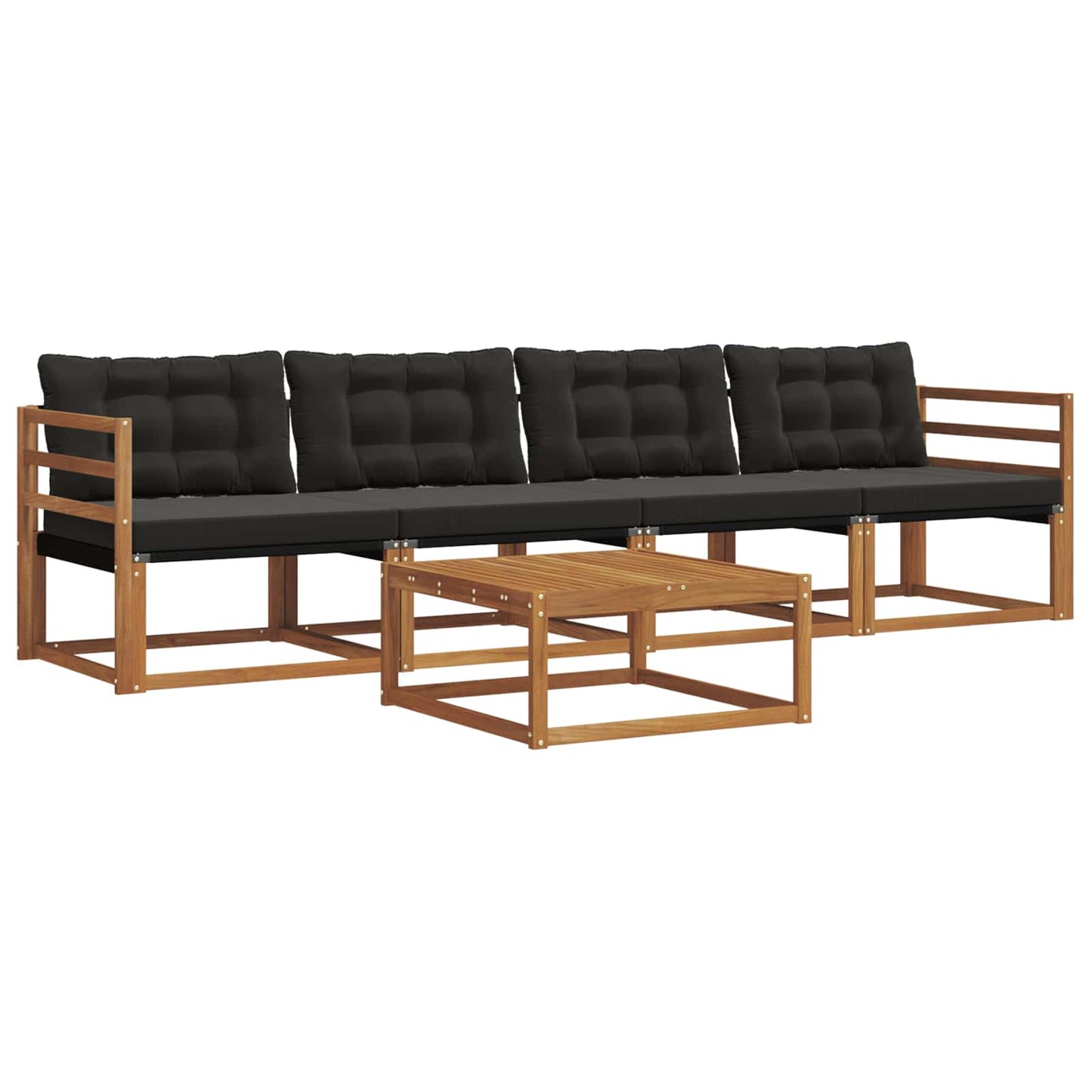 vidaXL Σειρά Καναπέ Εξωτερικού με μαξιλάρι 5 pcs Φυσικό και Μαύρο